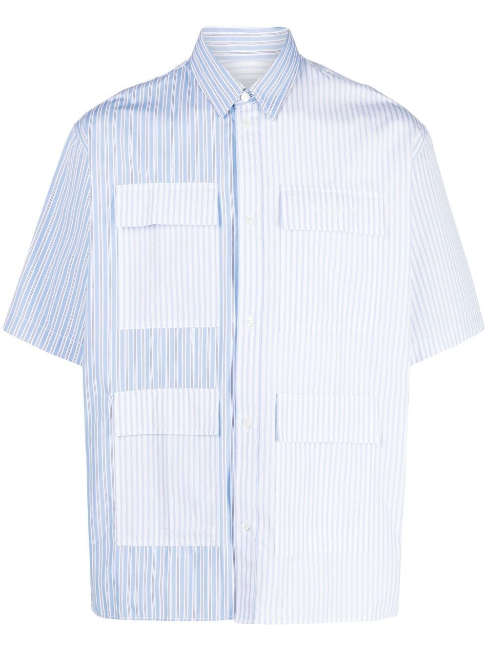 colour-block striped shirt - 1