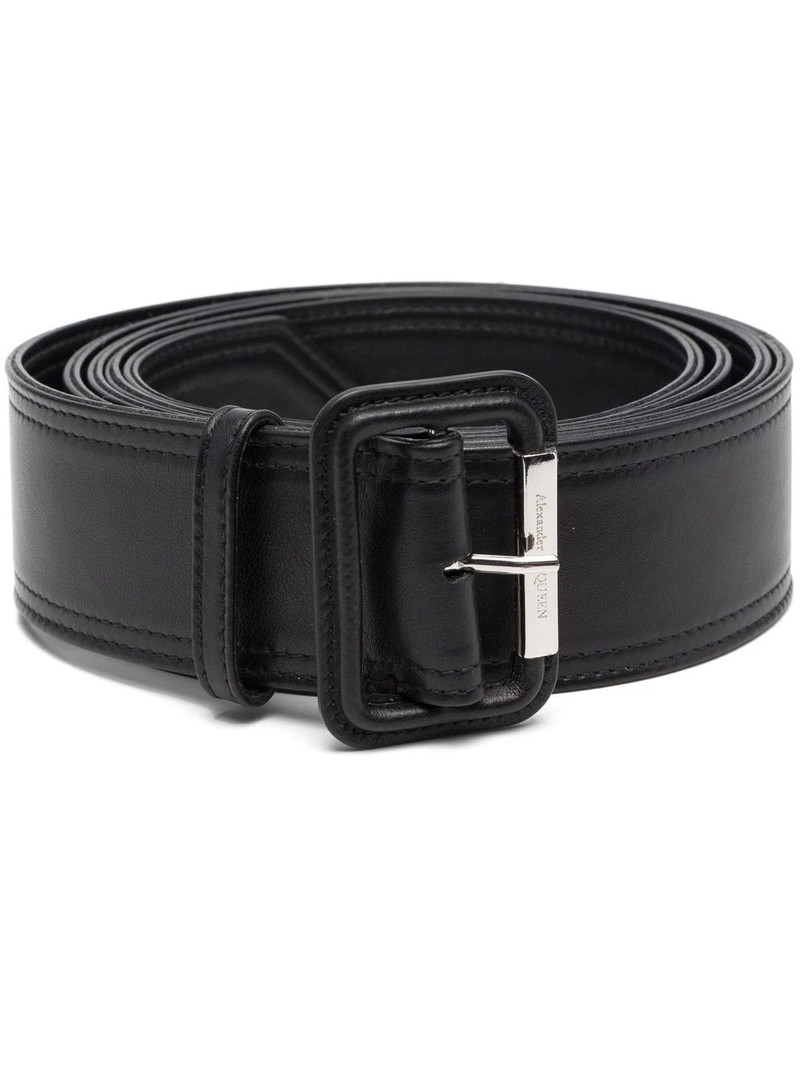 pointed leather buckle belt 1