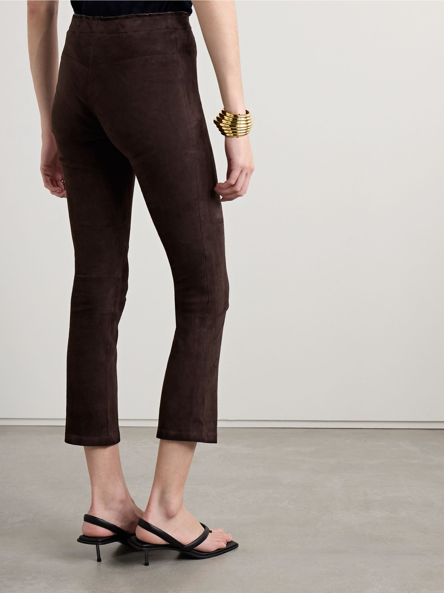 JP Twenty cropped suede flared leggings Dark brown - 3