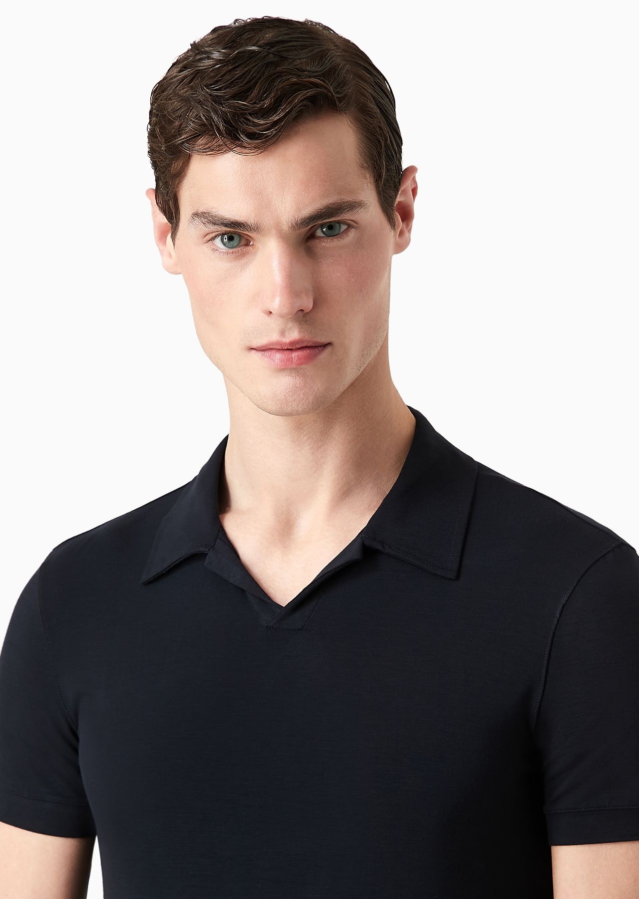 Stretch viscose jersey short-sleeved polo shirt - 6