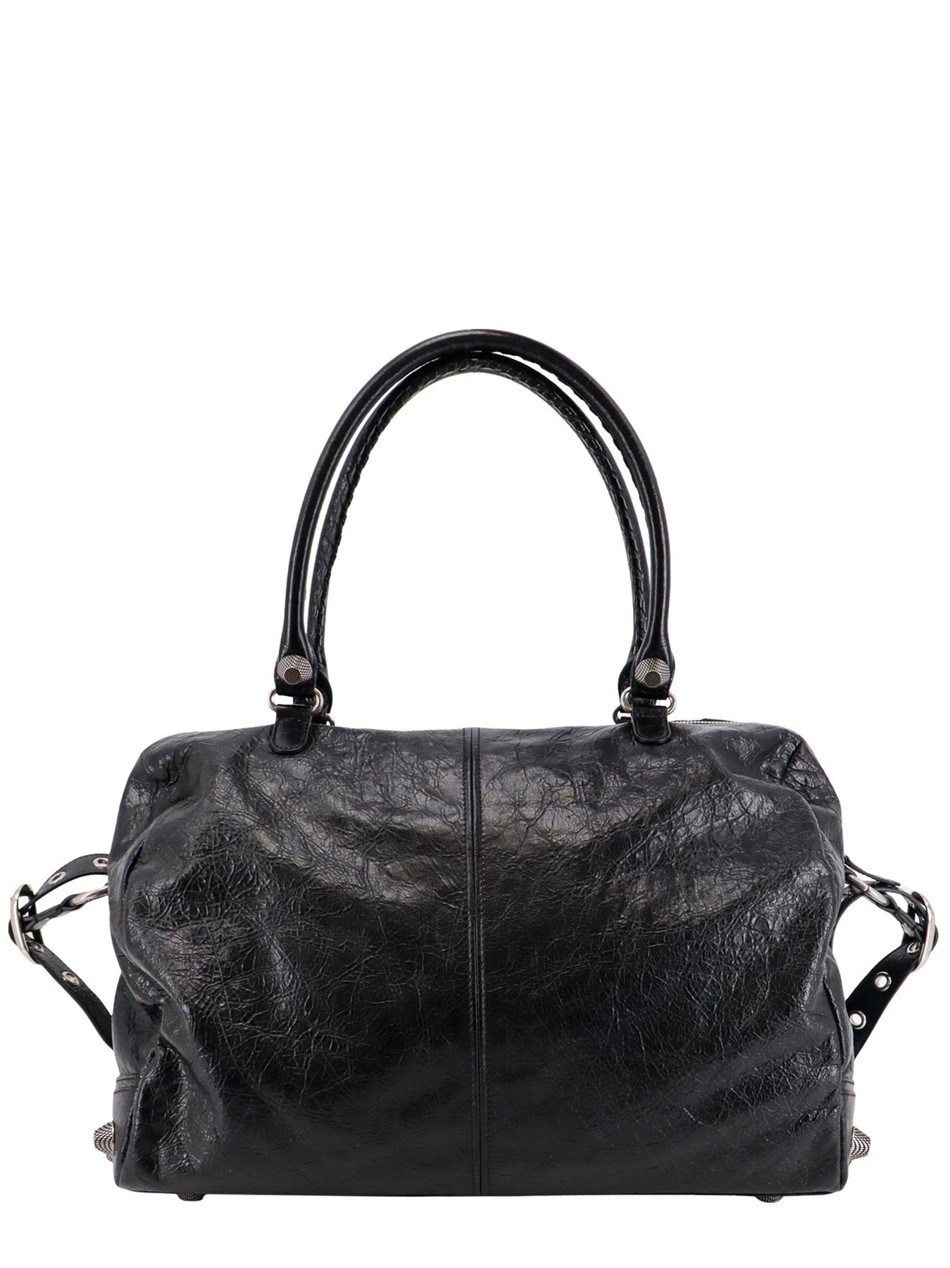 Leather duffle bag with metal detail - 2