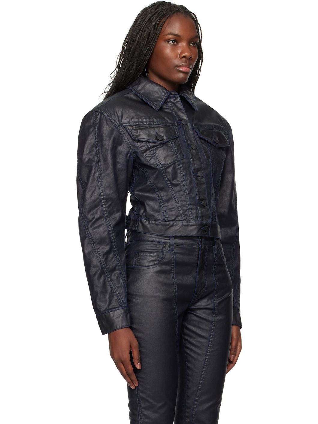 Blue Waxed Denim Jacket - 2