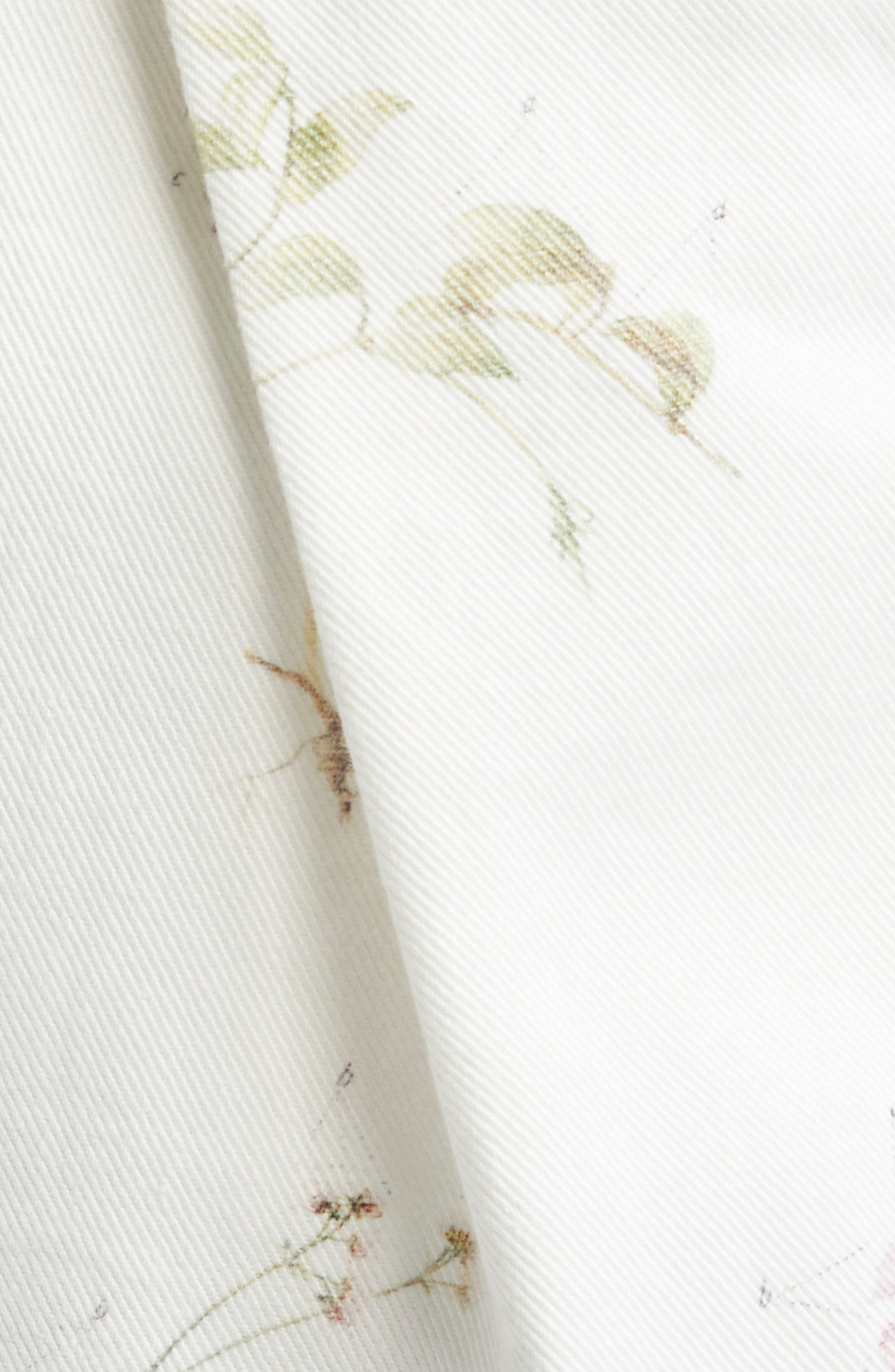 Erdem Botanical Print Pleated High Waist Denim Shorts in Small Botanical Garden White at Nordstrom - 6