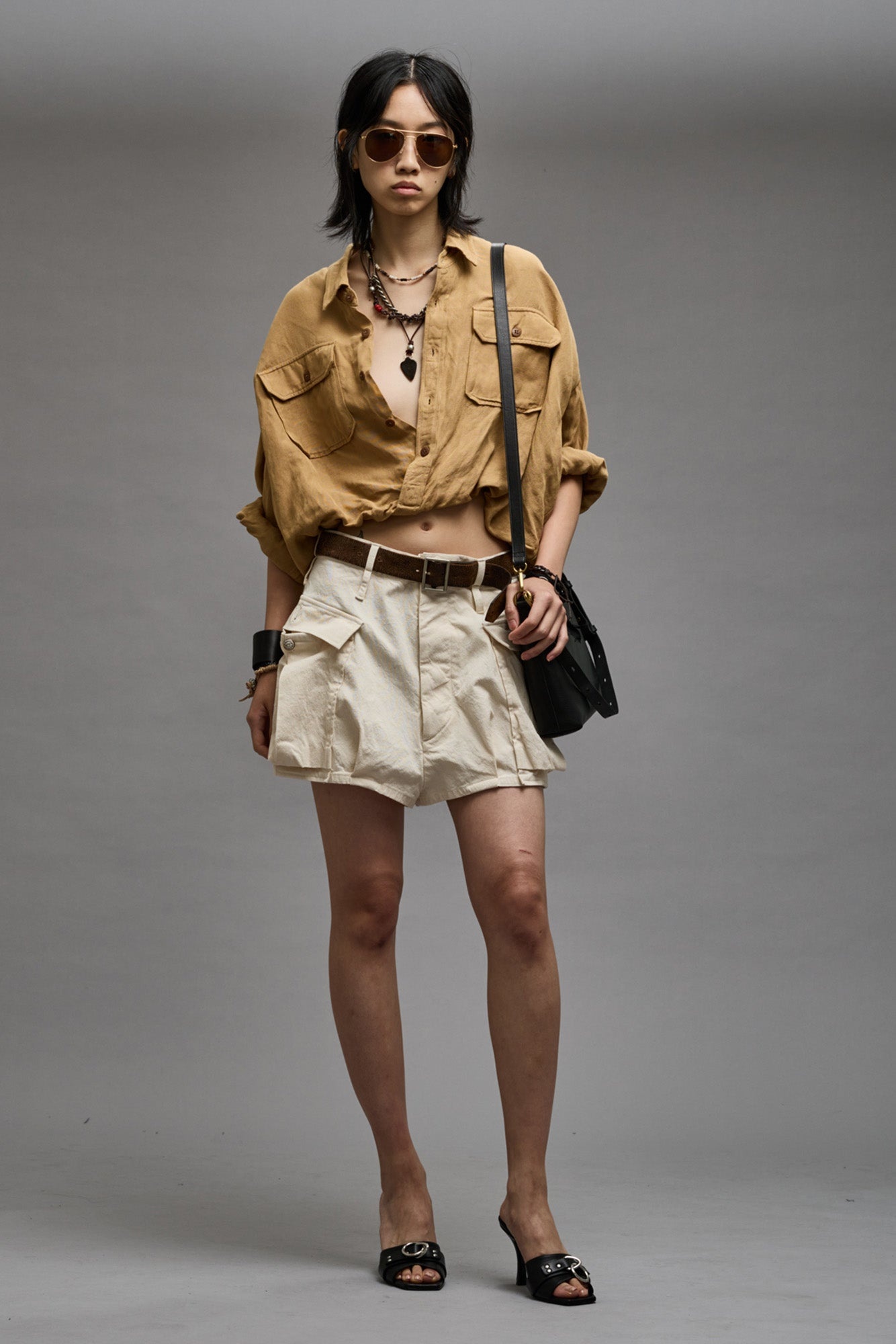CROSSOVER UTILITY BUBBLE SHIRT - KHAKI - 4