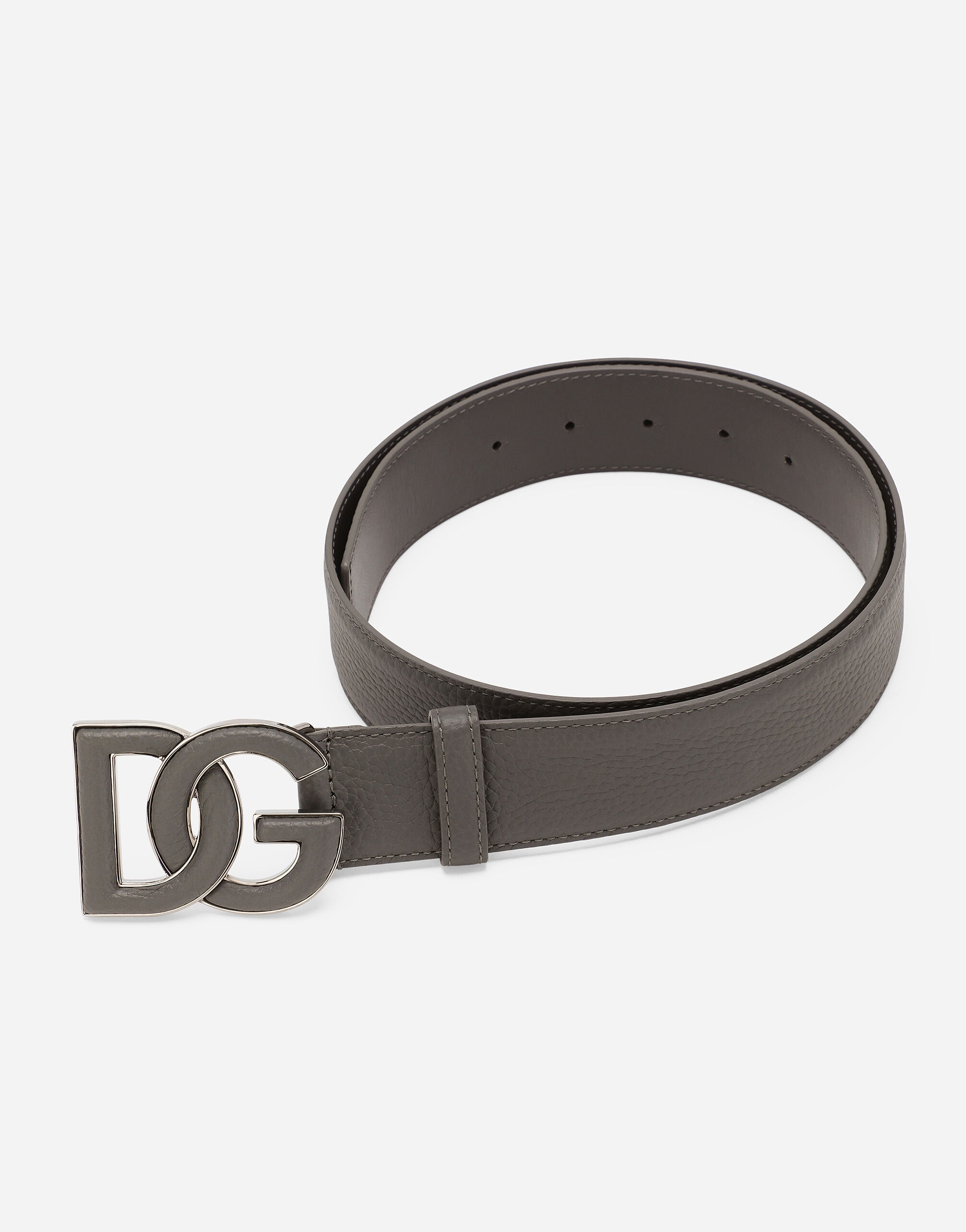 Deerskin-print calfskin belt with logo print - 3