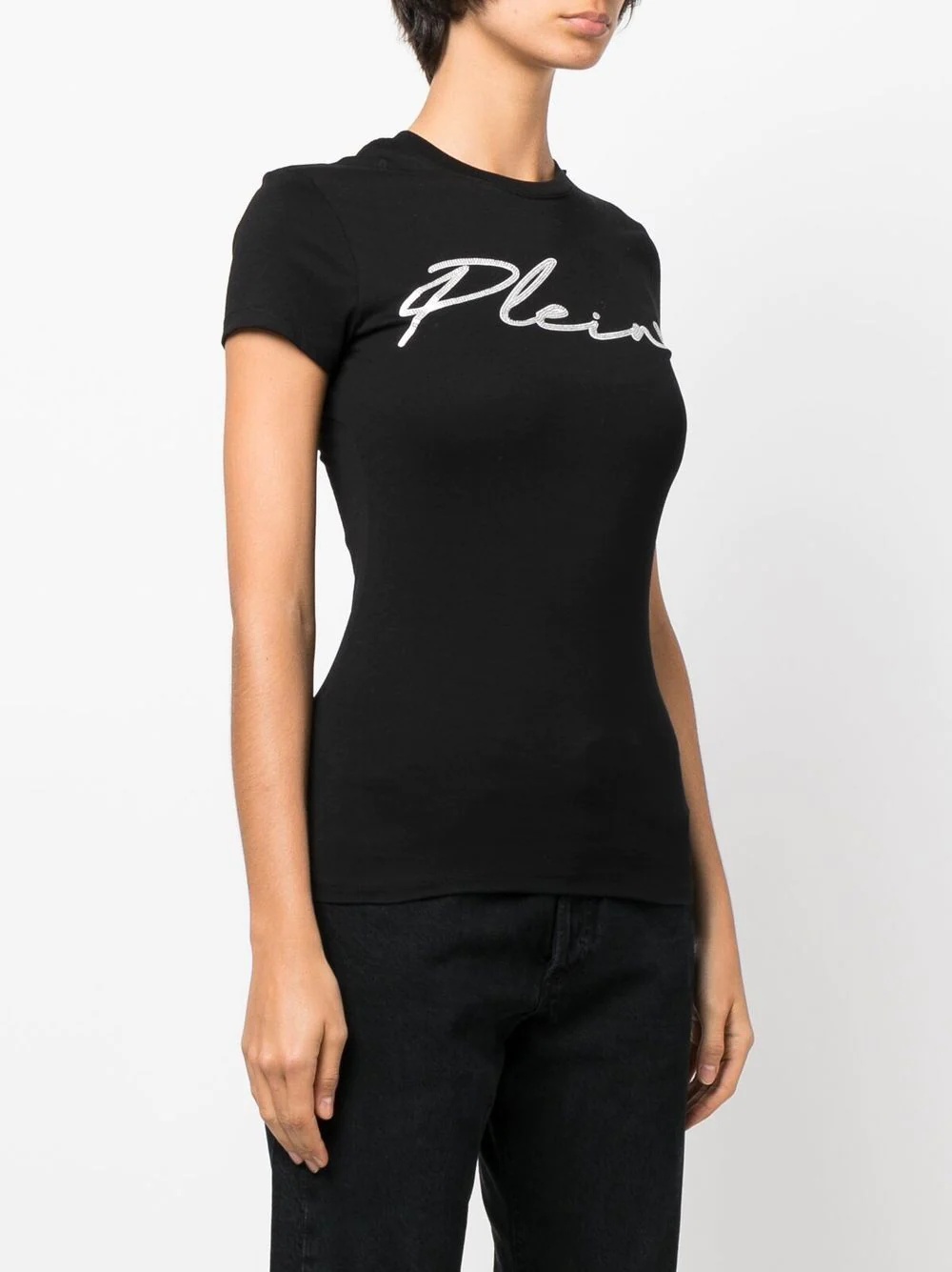 crystal-embellished logo cotton T-shirt - 3
