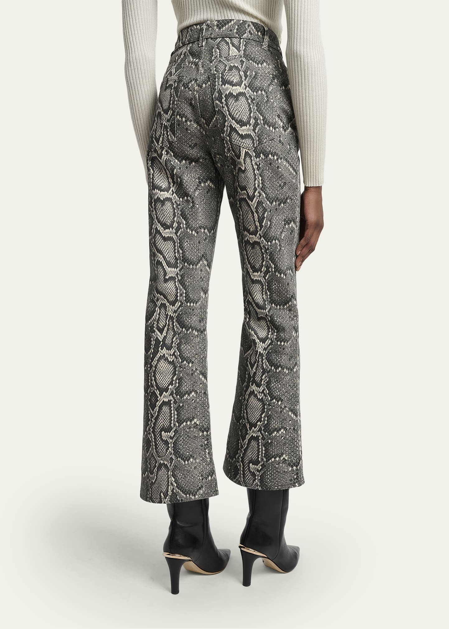 Ezra Snake-Print Bootcut Ankle Jeans - 3