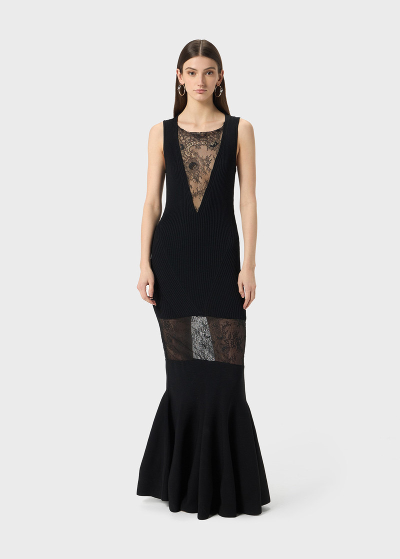 Blumarine LONG KNIT DRESS WITH LACE outlook