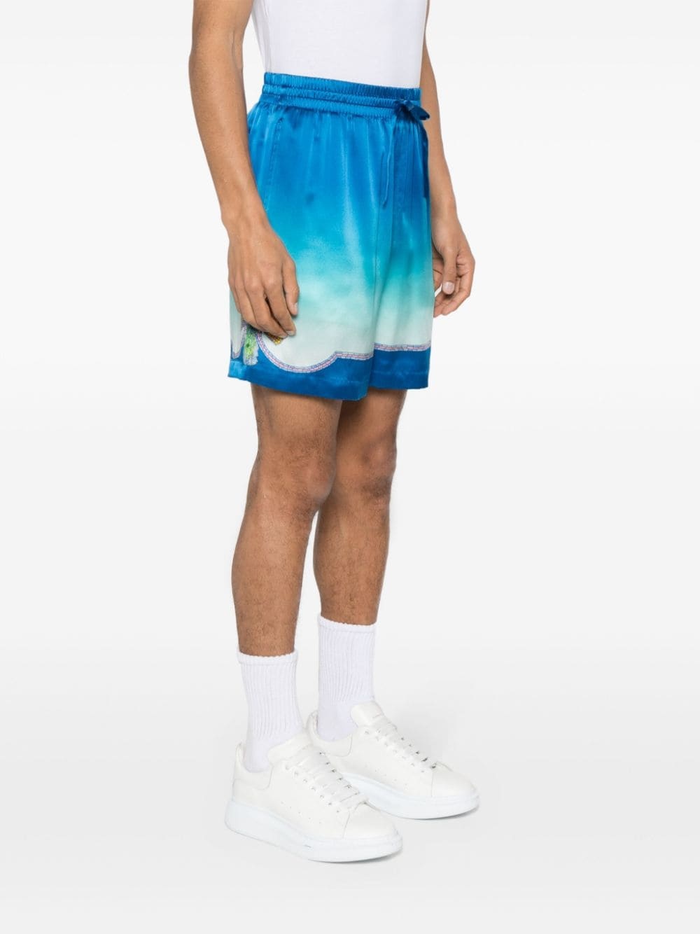 ombré mosaic silk shorts - 3