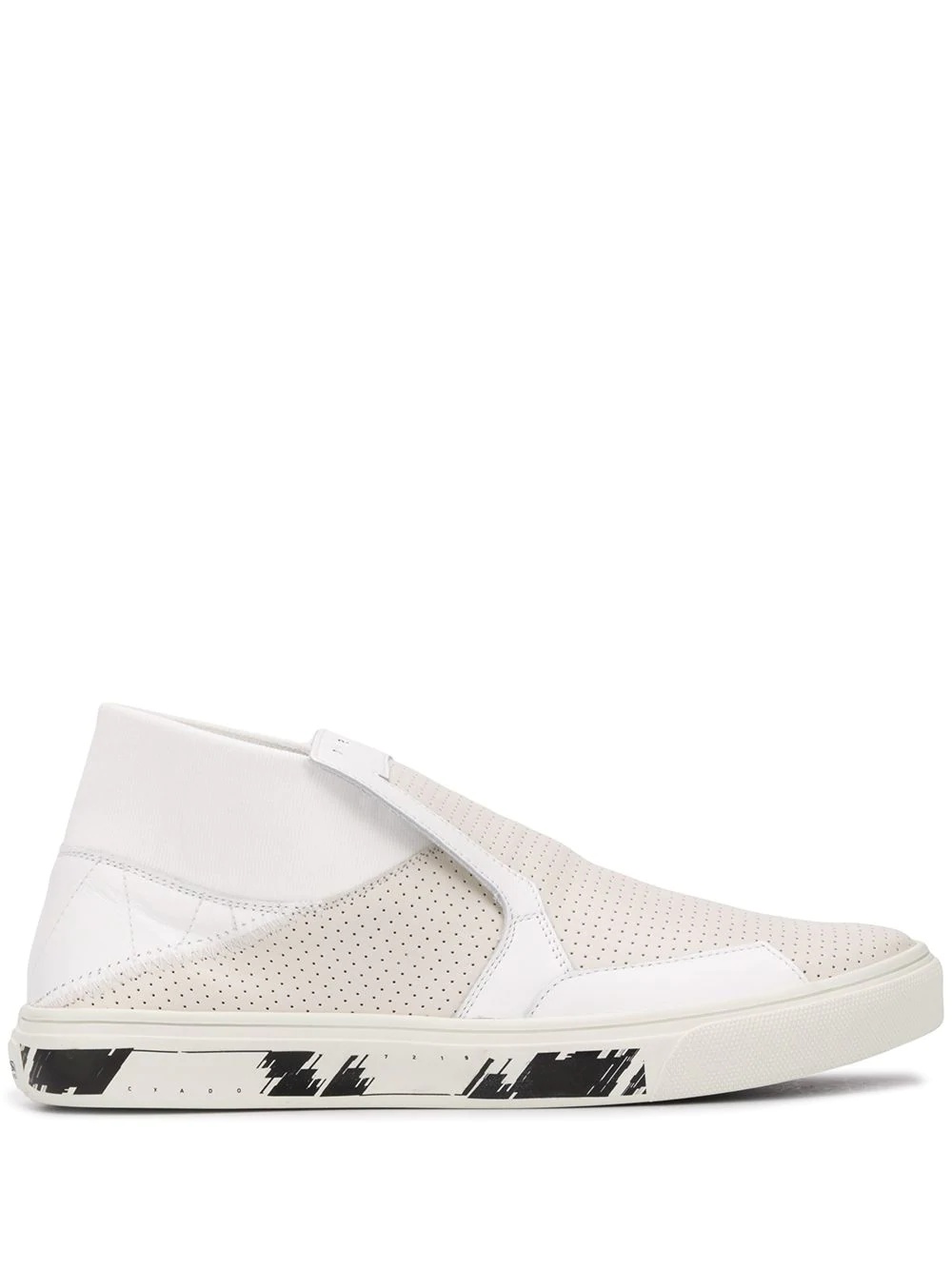 contrast-panel perforated sneakers - 1