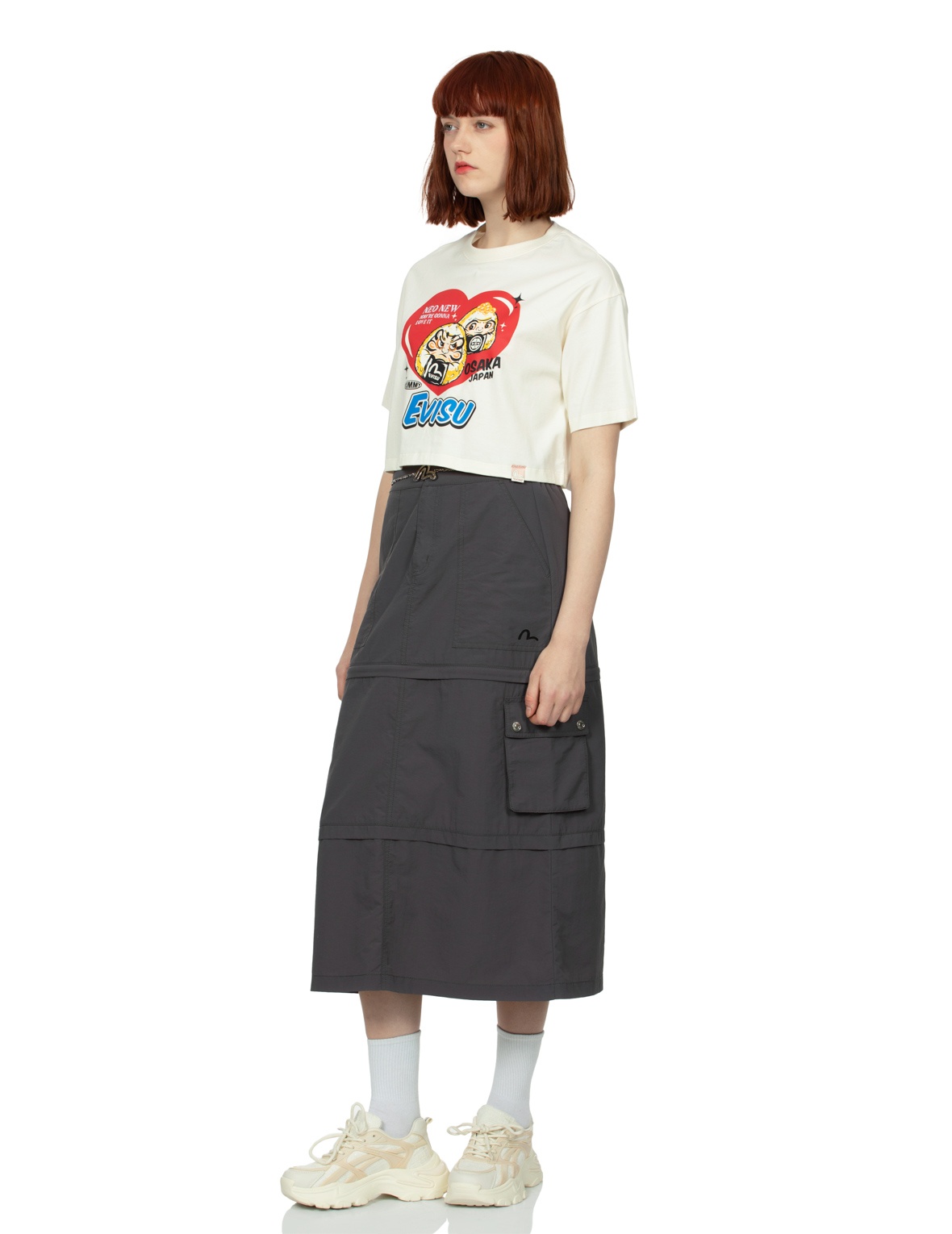 SEAGULL PRINT DETACHABLE FASHION FIT DENIM SKIRT - 3