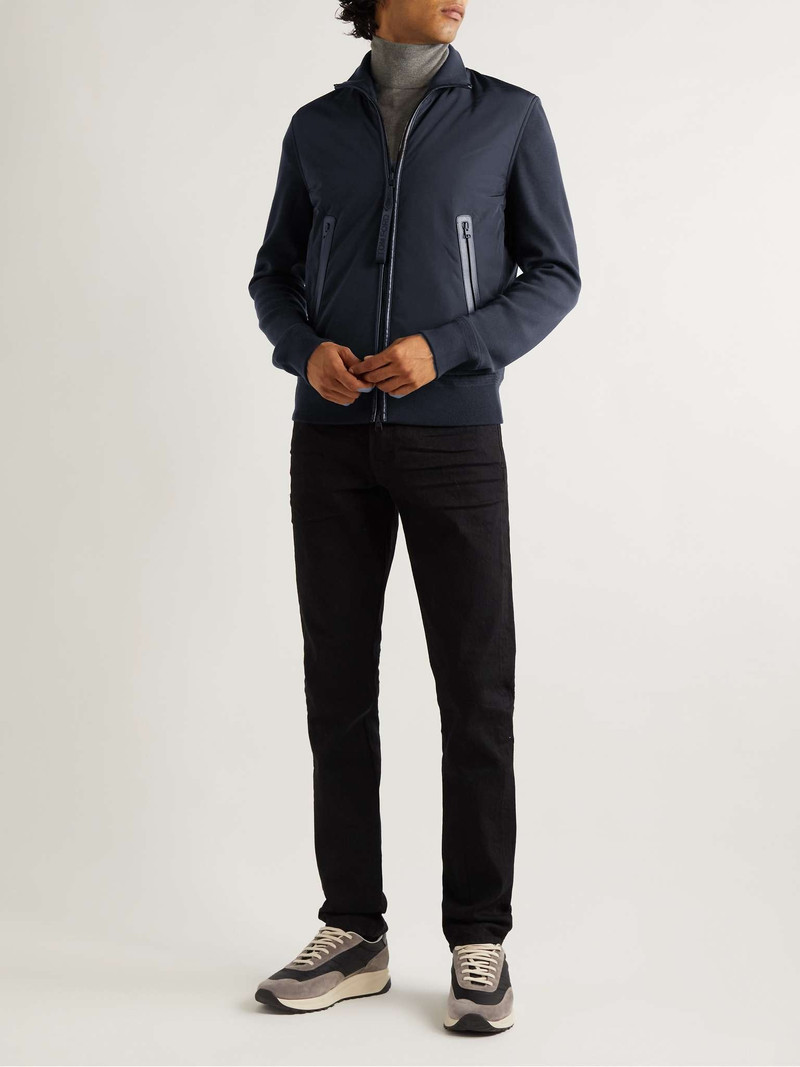 TOM FORD Panelled Ribbed Wool and Shell Zip-Up Cardigan outlook