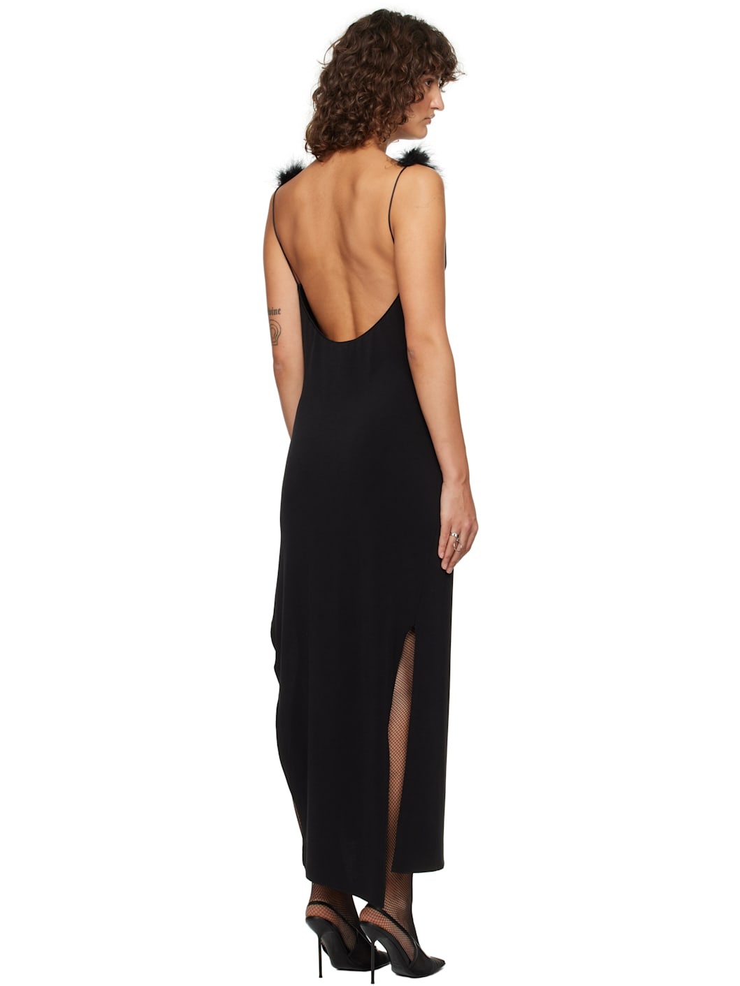 Black Boa Jersey Midi Dress - 3