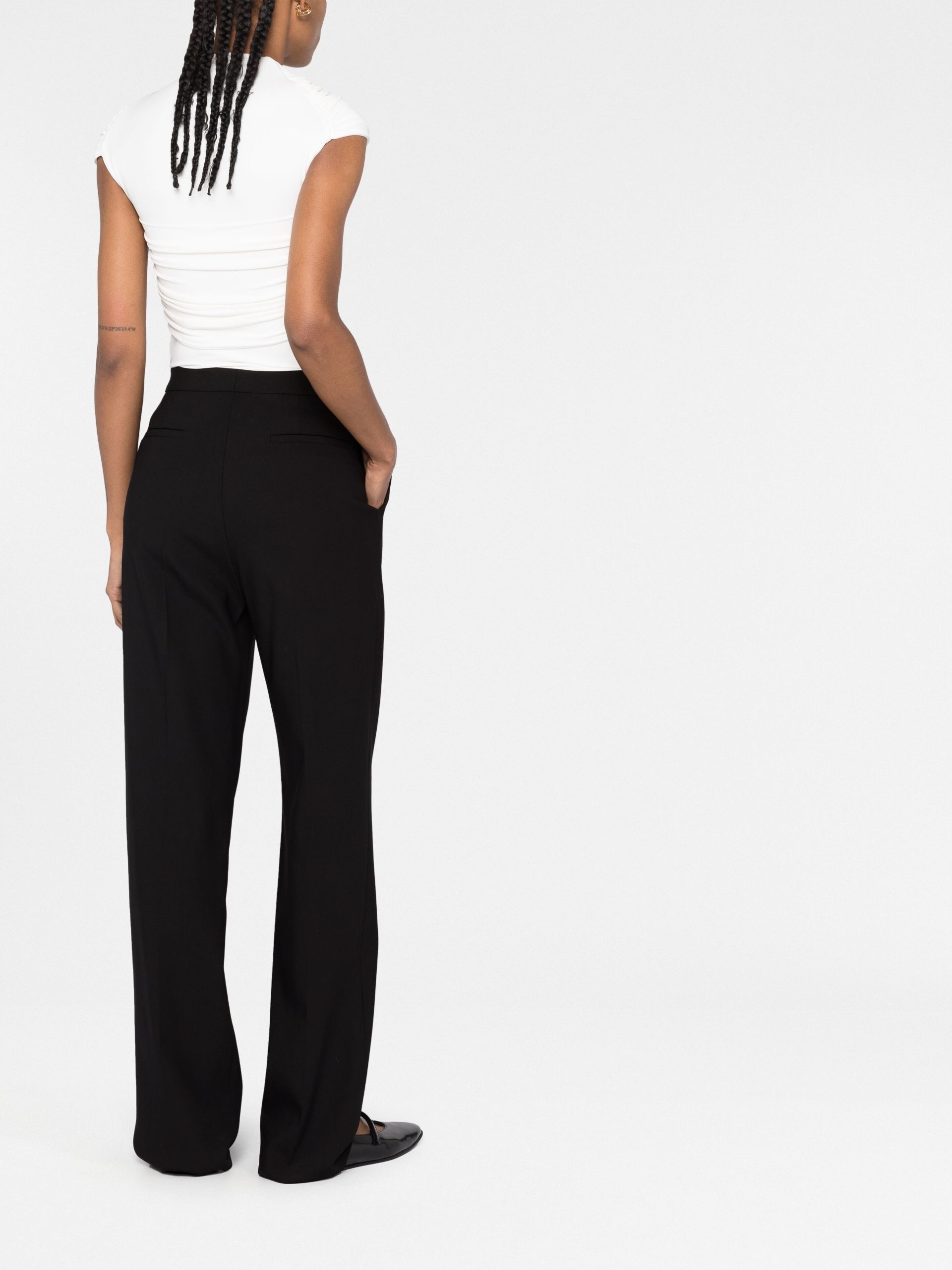 Black Amie Straight Tailored Trousers - 4