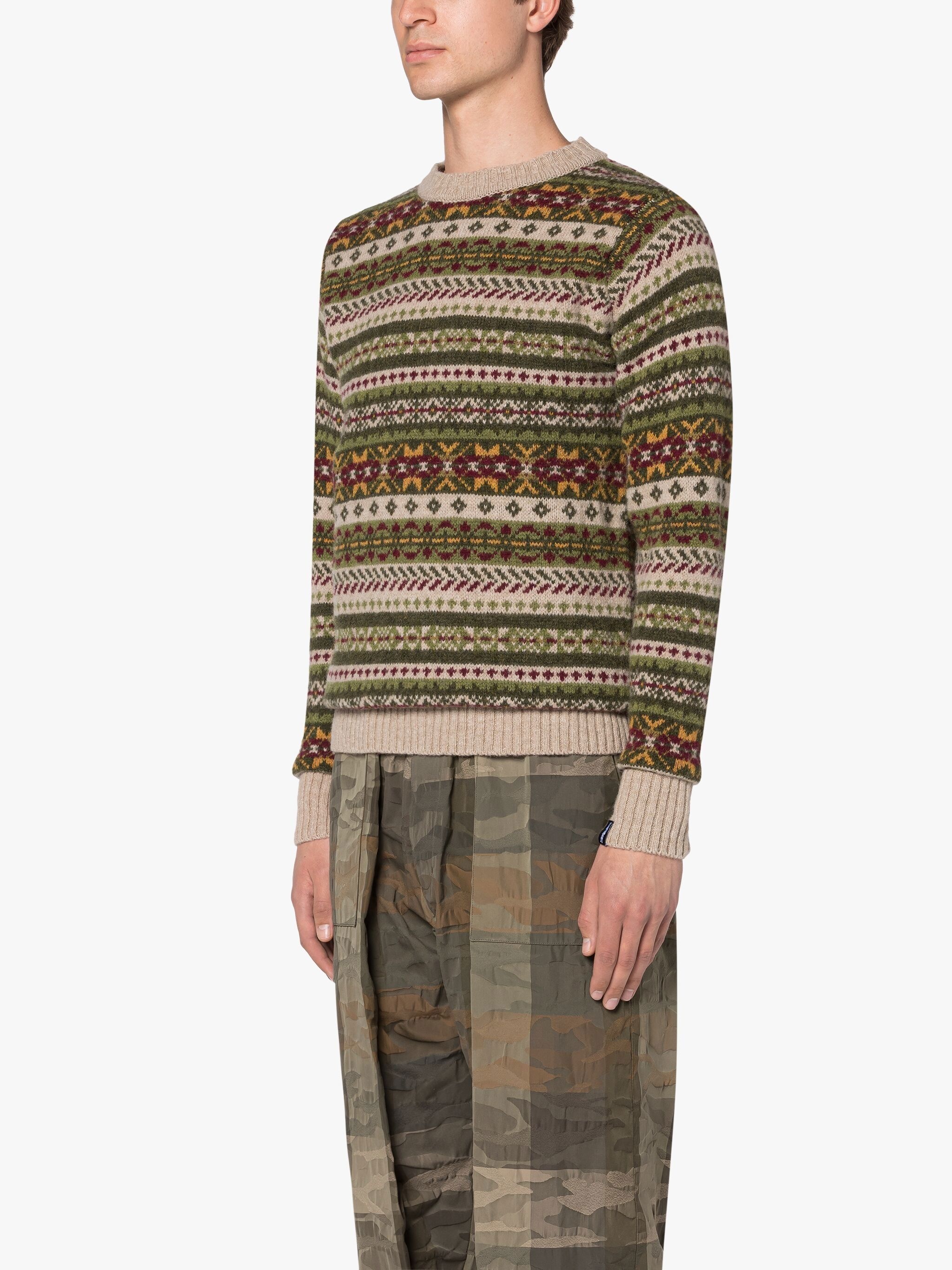 IMPULSE OATMILK WOOL FAIR ISLE CREWNECK SWEATER - 3