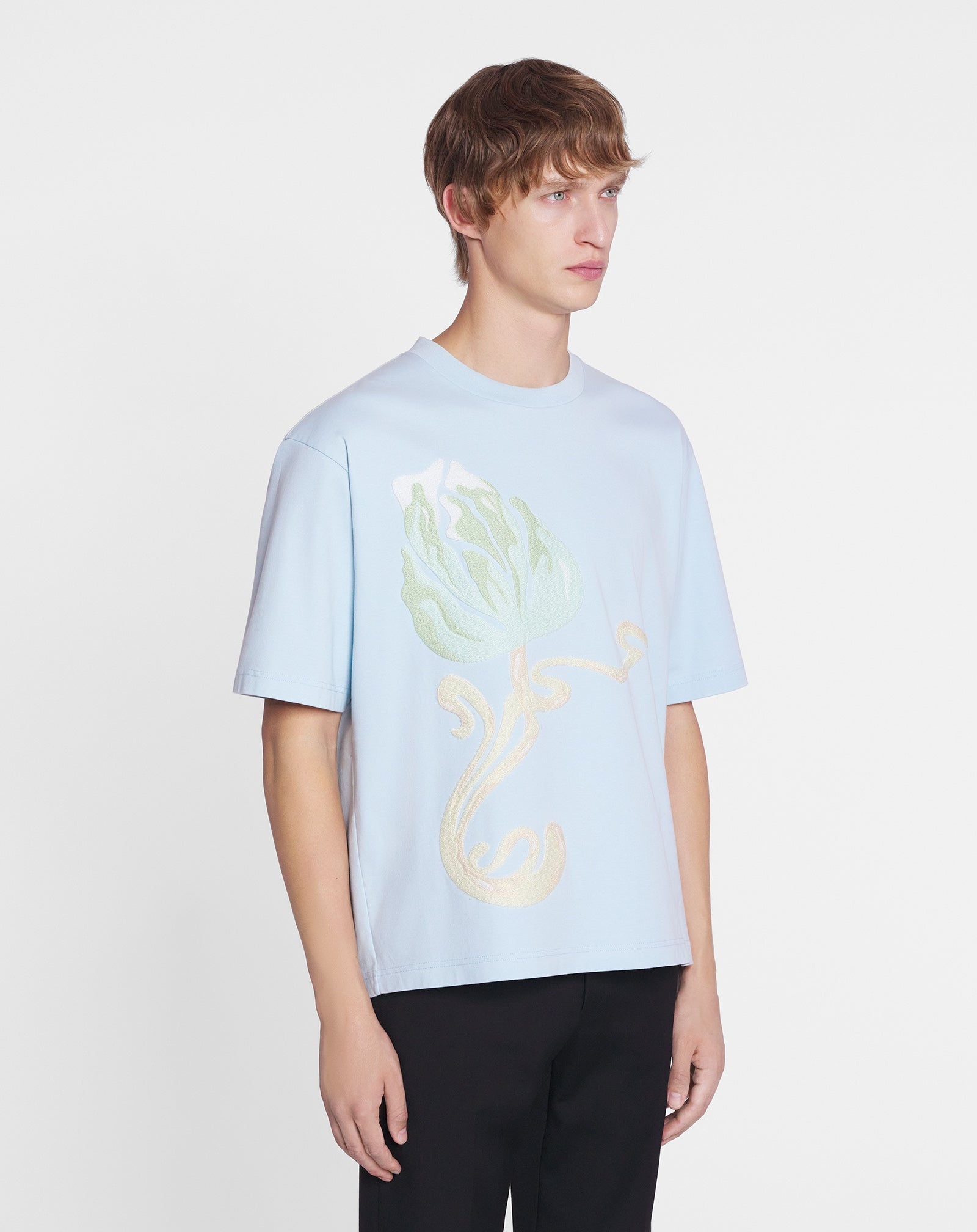 FLORAL EMBROIDERY LOOSE-FIT T-SHIRT - 3