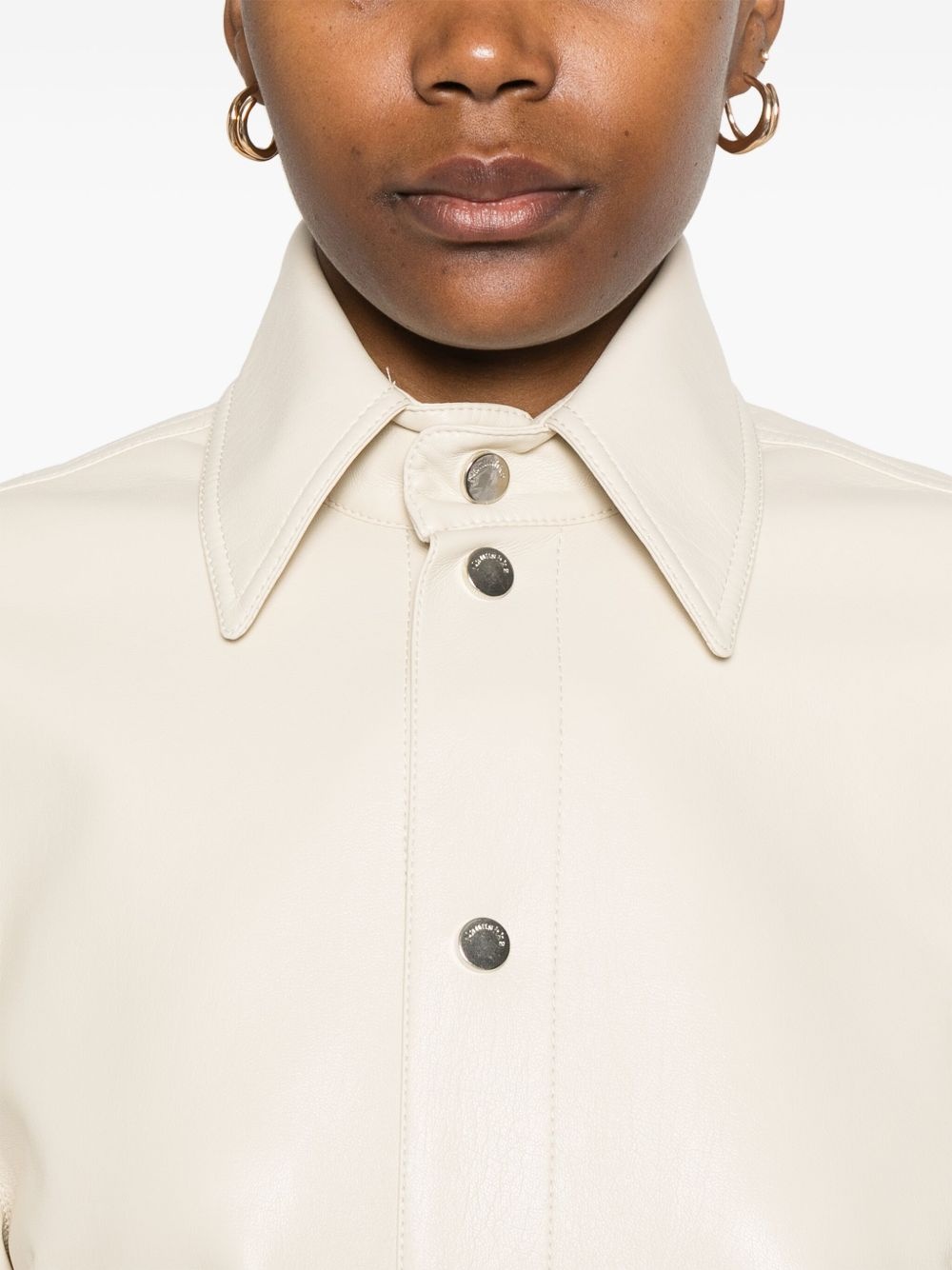 faux-leather shirt jacket - 5