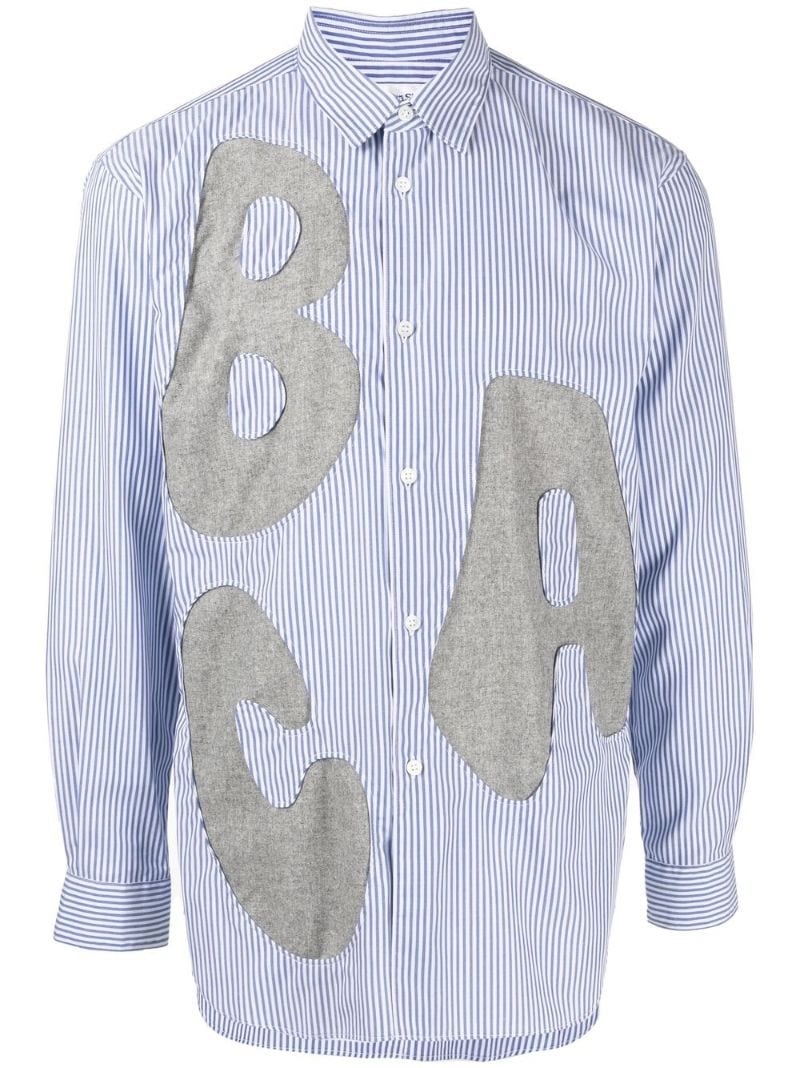 alphabet patch-detail long-sleeve shirt - 1