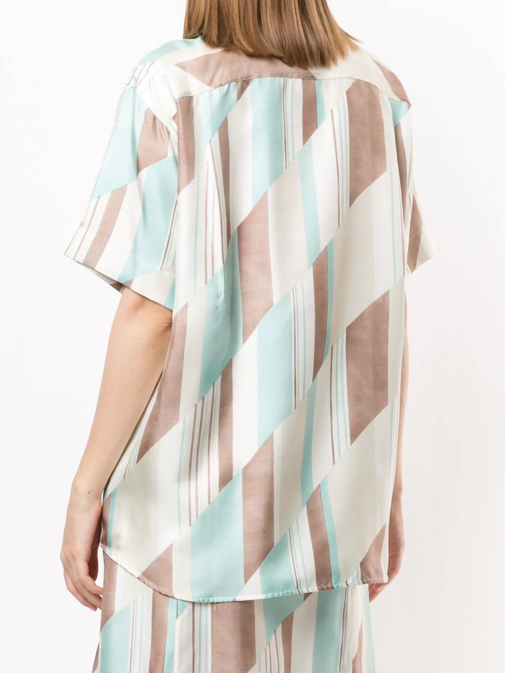 geometric short-sleeved silk shirt - 4