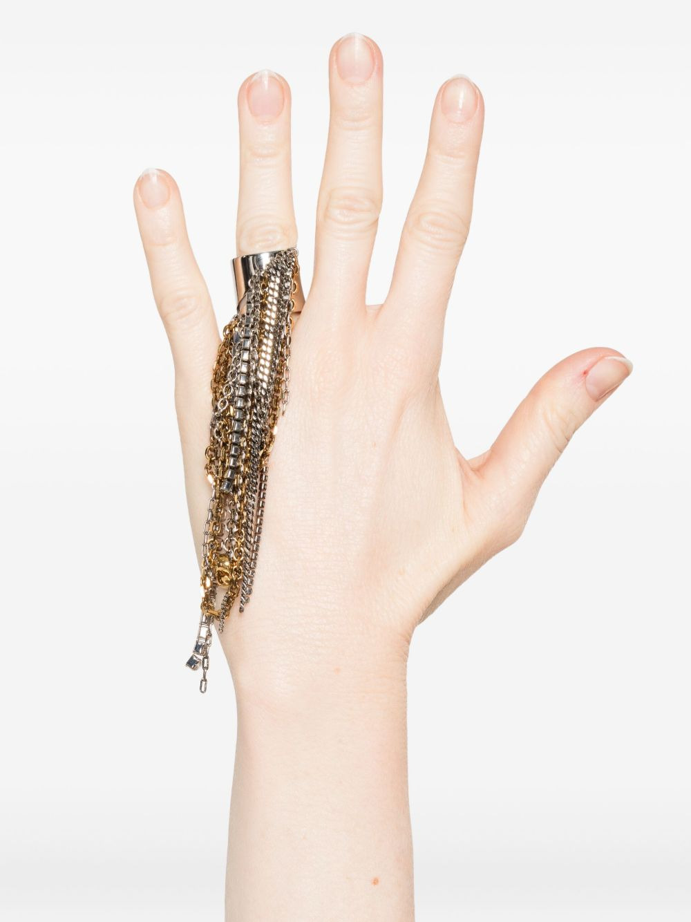 Banshee chain-embellished wide-band ring - 2