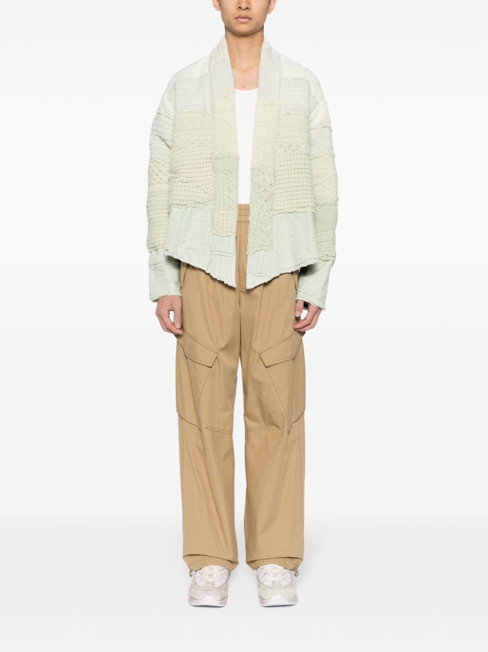 patchwork-knit wool jacket - 2