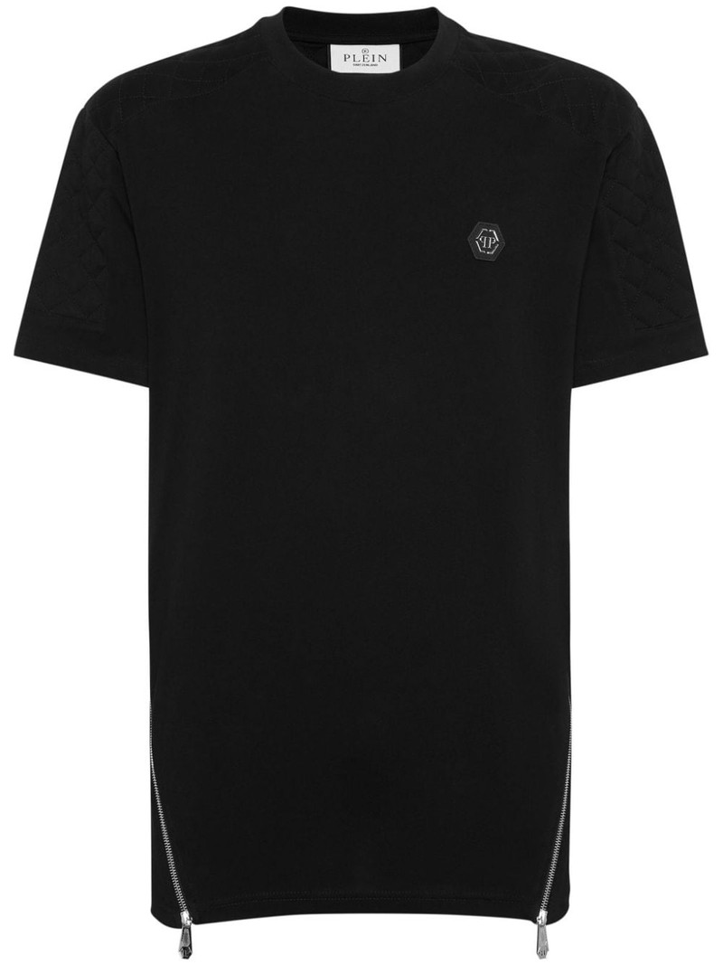 zip-detail 면 T 셔츠 1