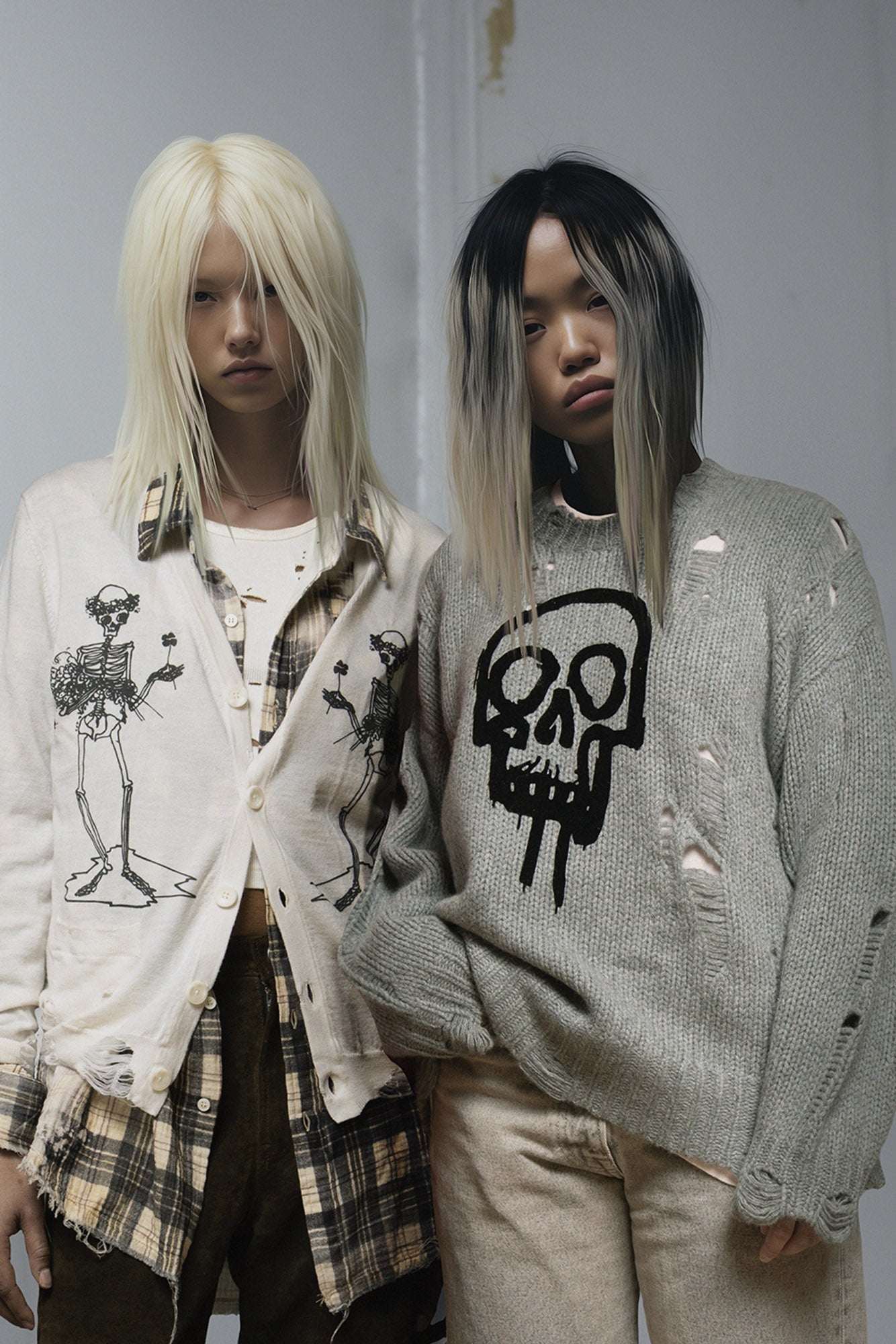 SKULL DRIP SWEATER - HEATHER GREY - 3