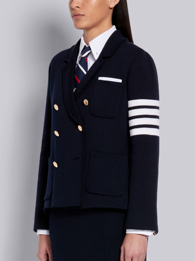 Thom Browne Navy Double Face Fine Merino Wool Double Breasted 4-Bar Jacket outlook