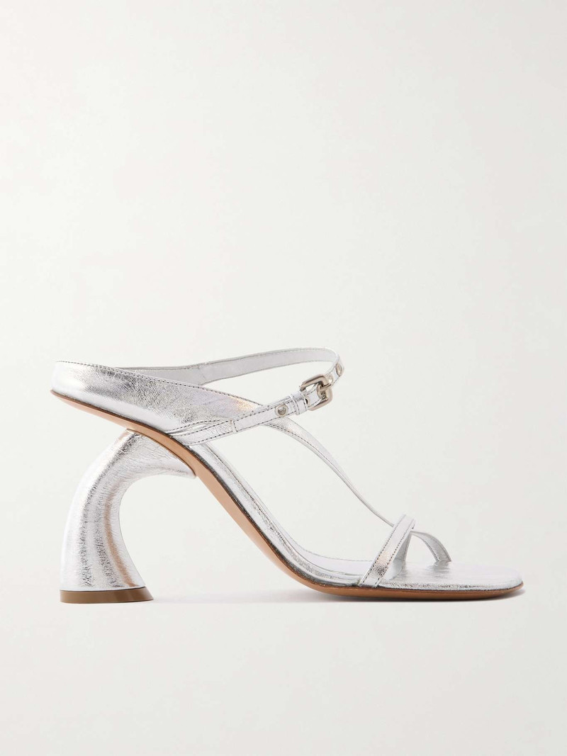 Metallic leather mules Silver 1