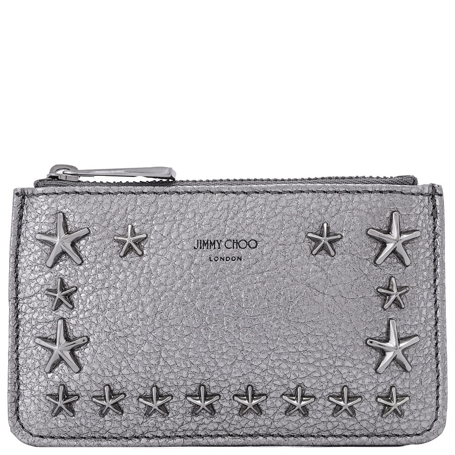 Jimmy Choo Ladies Gunmetal/Dark Silver Leather Nancy Card Case - 1