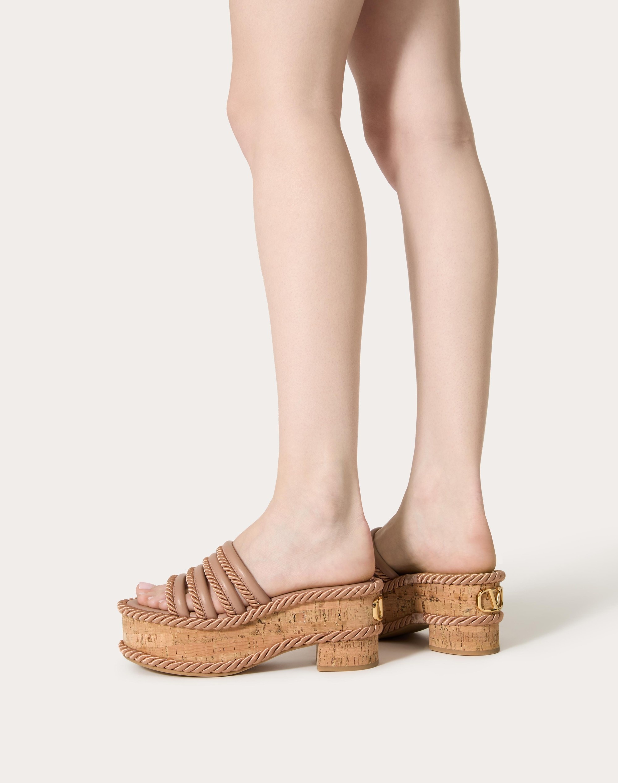 VLOGO SUMMERBLOCKS FLATFORM SANDAL IN NAPPA LEATHER AND SILK TORCHON 80MM - 6