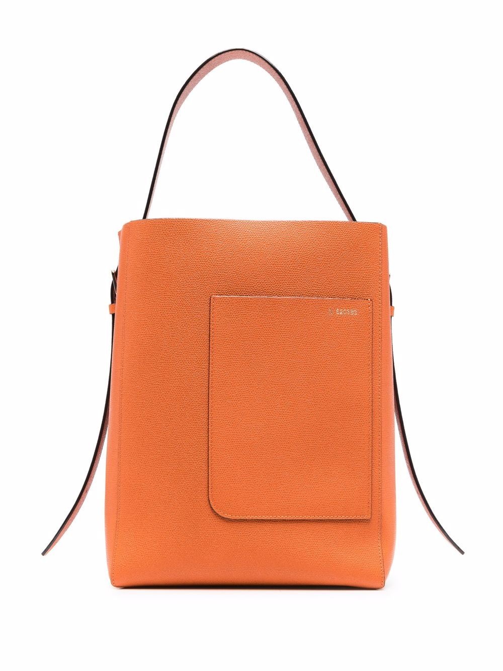 open-top leather shoulder bag - 1