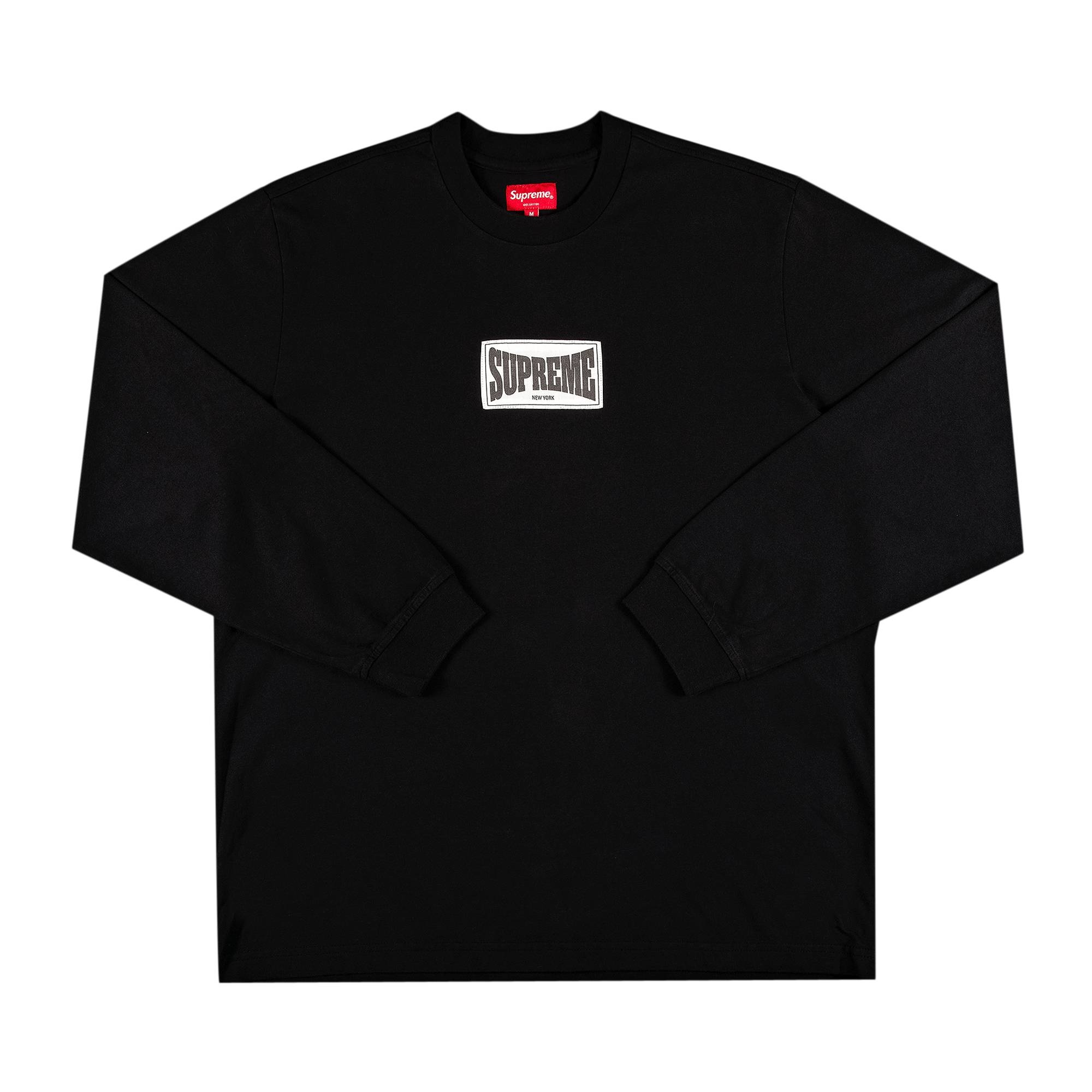 Supreme Woven Label Long-Sleeve Top 'Black' - 1