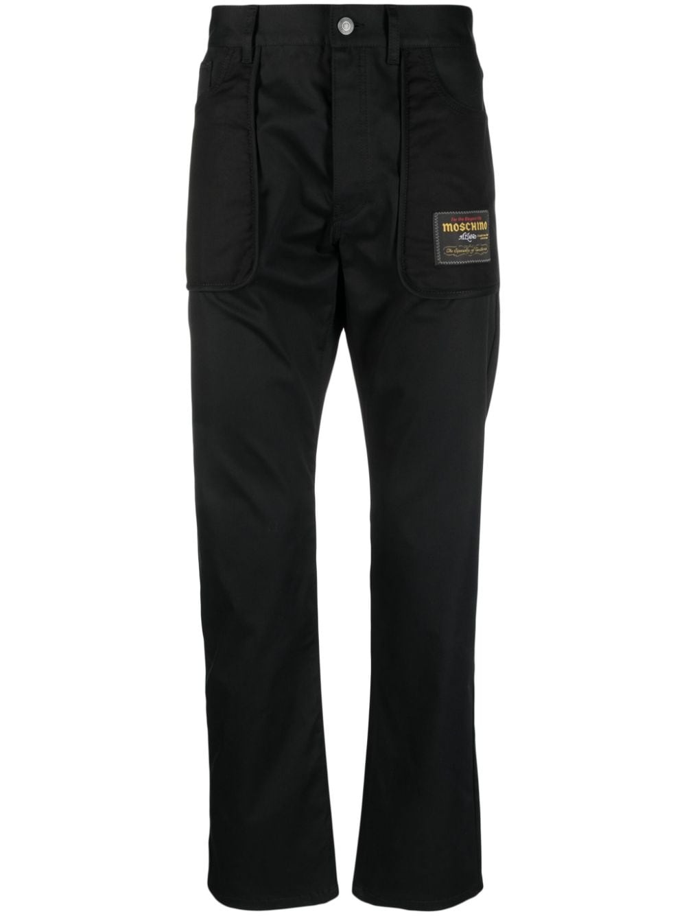 logo-patch straight-leg trousers - 1