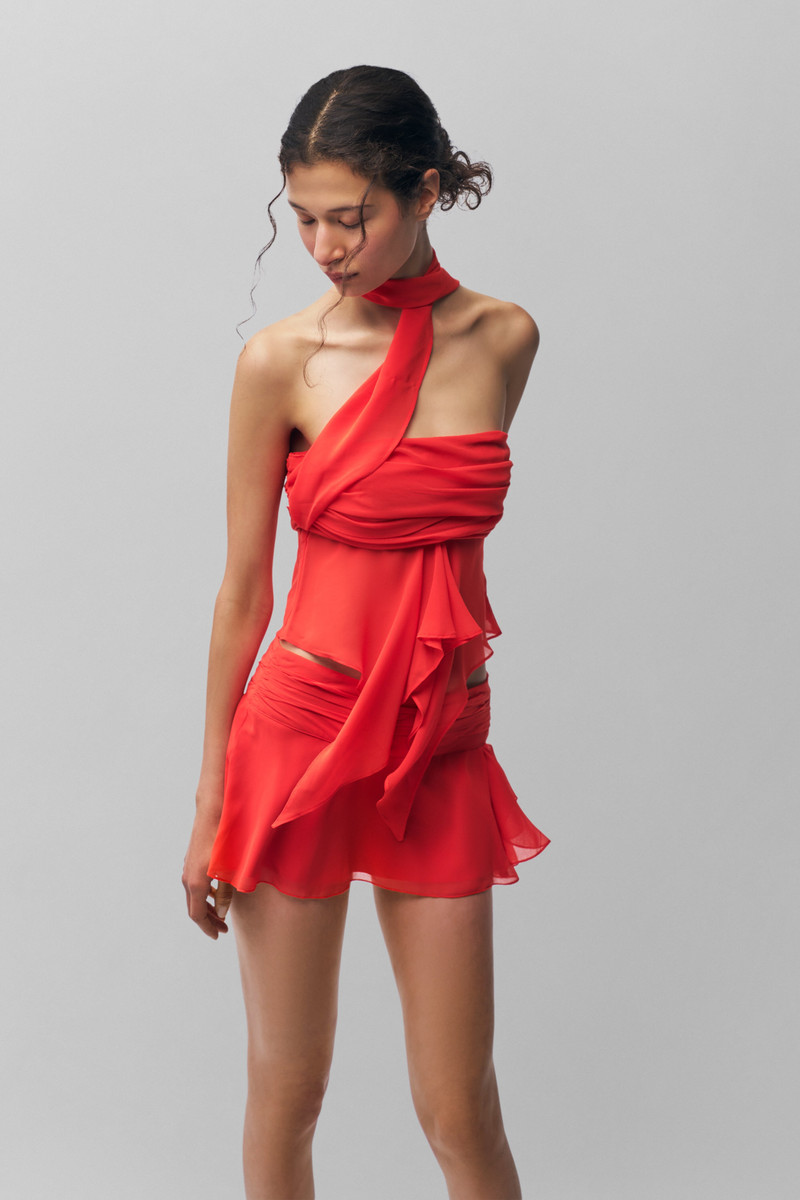 GUIZIO CHIFFON SLIT MINI SKIRT outlook