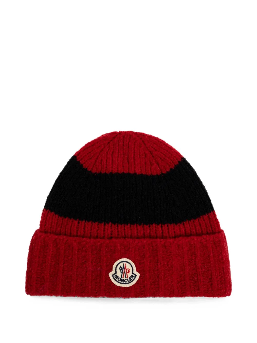 logo-patch striped beanie hat - 1