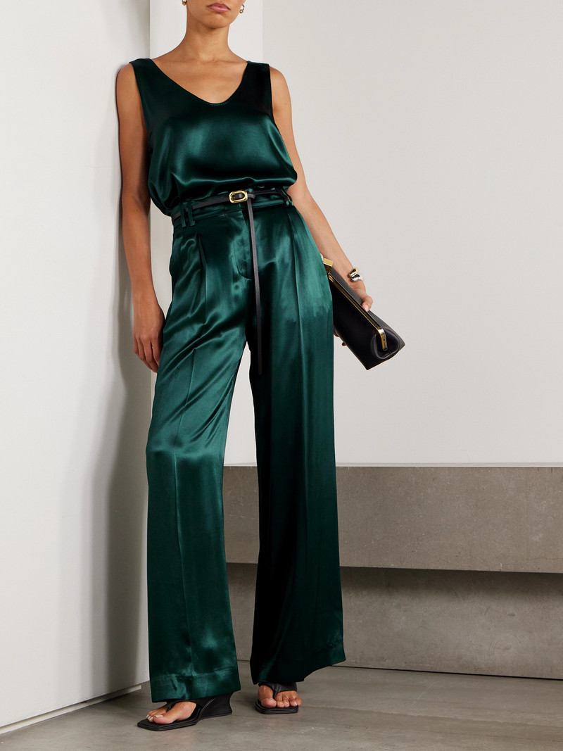 Another Tomorrow Pleated Satin Wide-leg Pants outlook