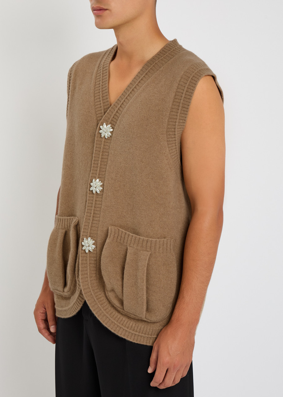 Simone Rocha Faux Pearl-embellished Wool-blend Vest - 2