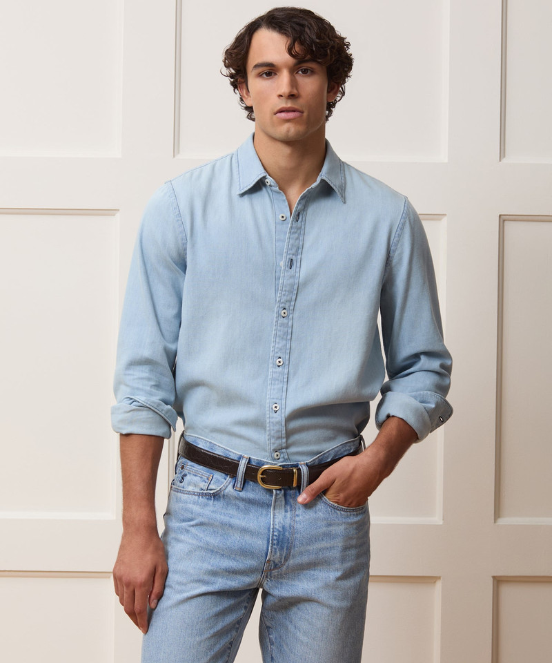 TODD SNYDER Denim Point Collar Shirt outlook