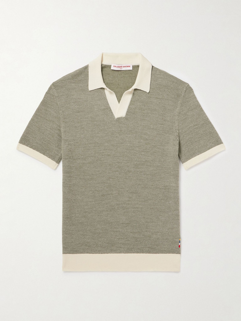 Horton Slim-Fit Merino Wool Polo Shirt Green 1