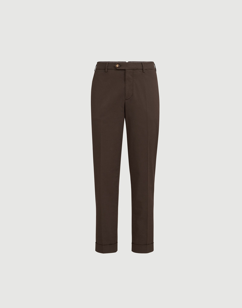Garment-dyed American Pima cotton comfort gabardine Italian fit trousers 1
