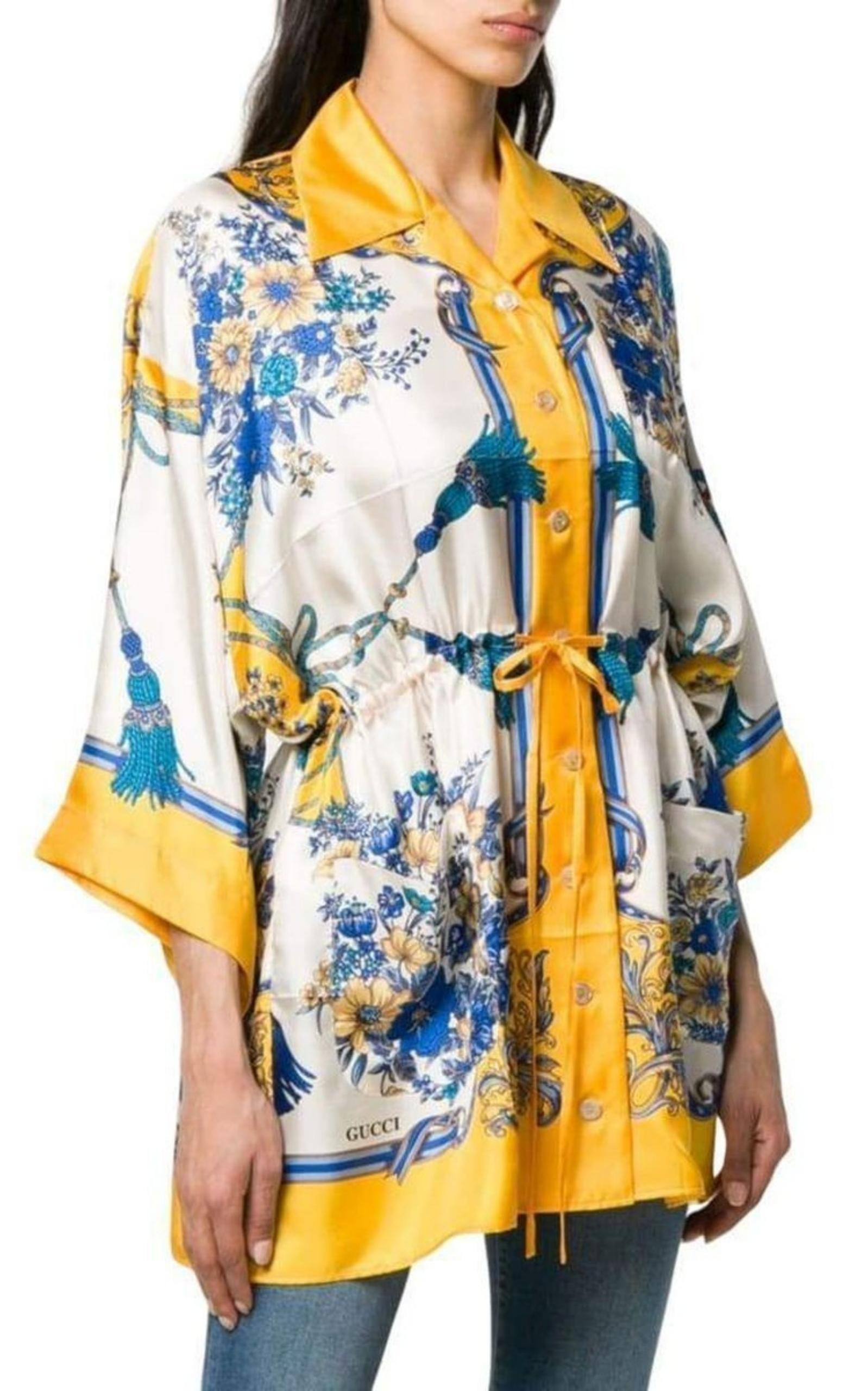 Printed Silk Kimono Shirt - 3