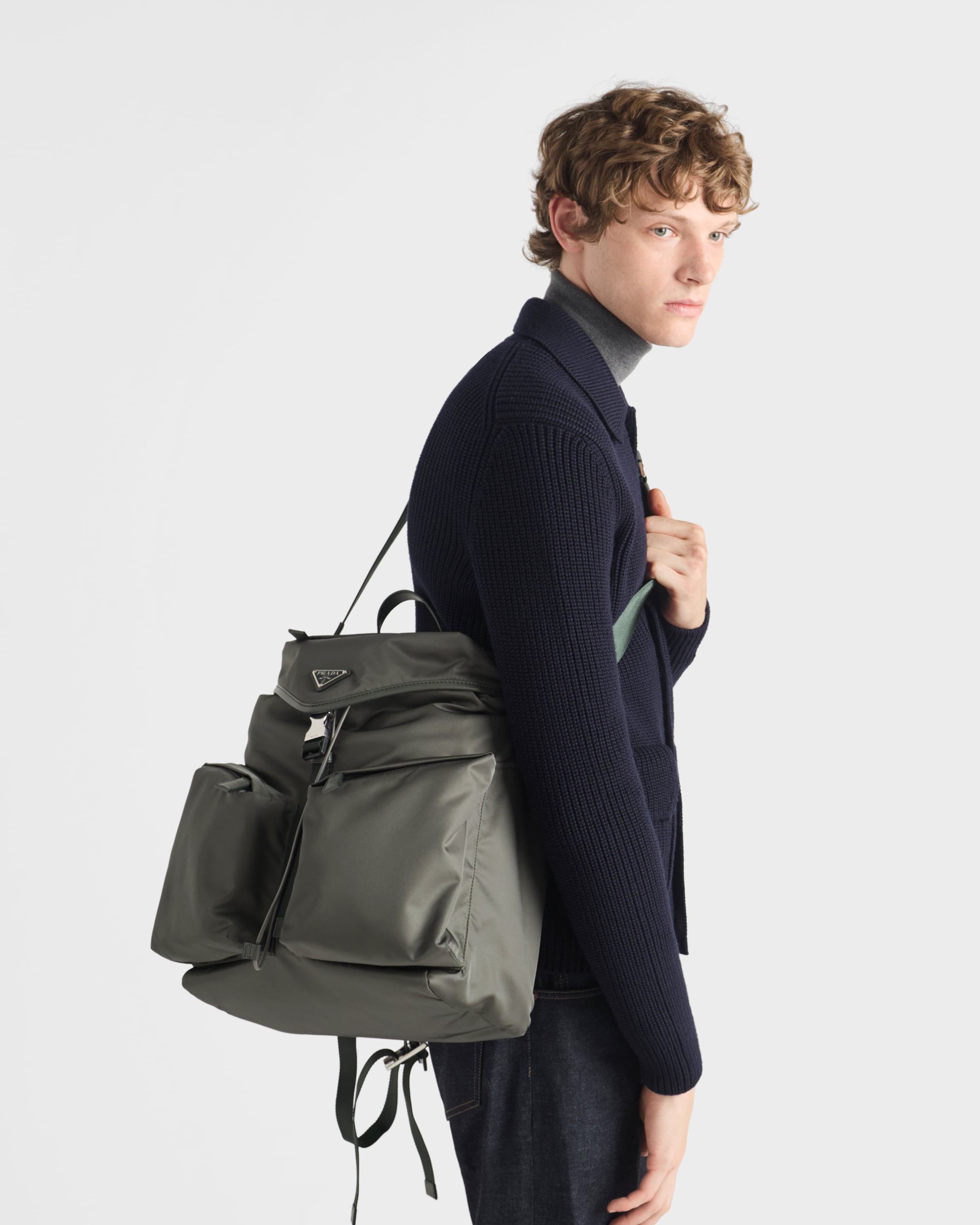 Re-Nylon and leather backpack - 9