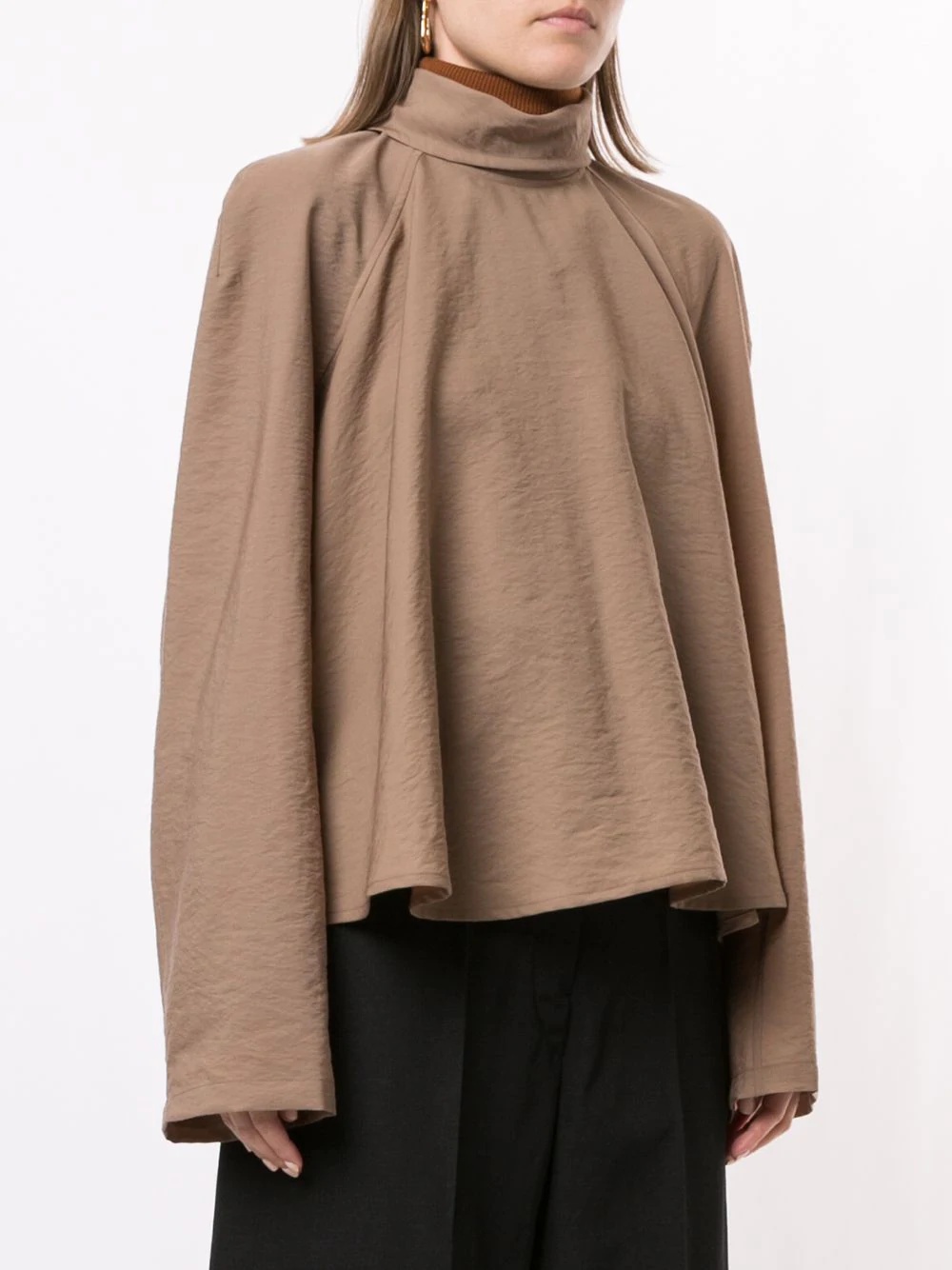 roll neck flared blouse - 3