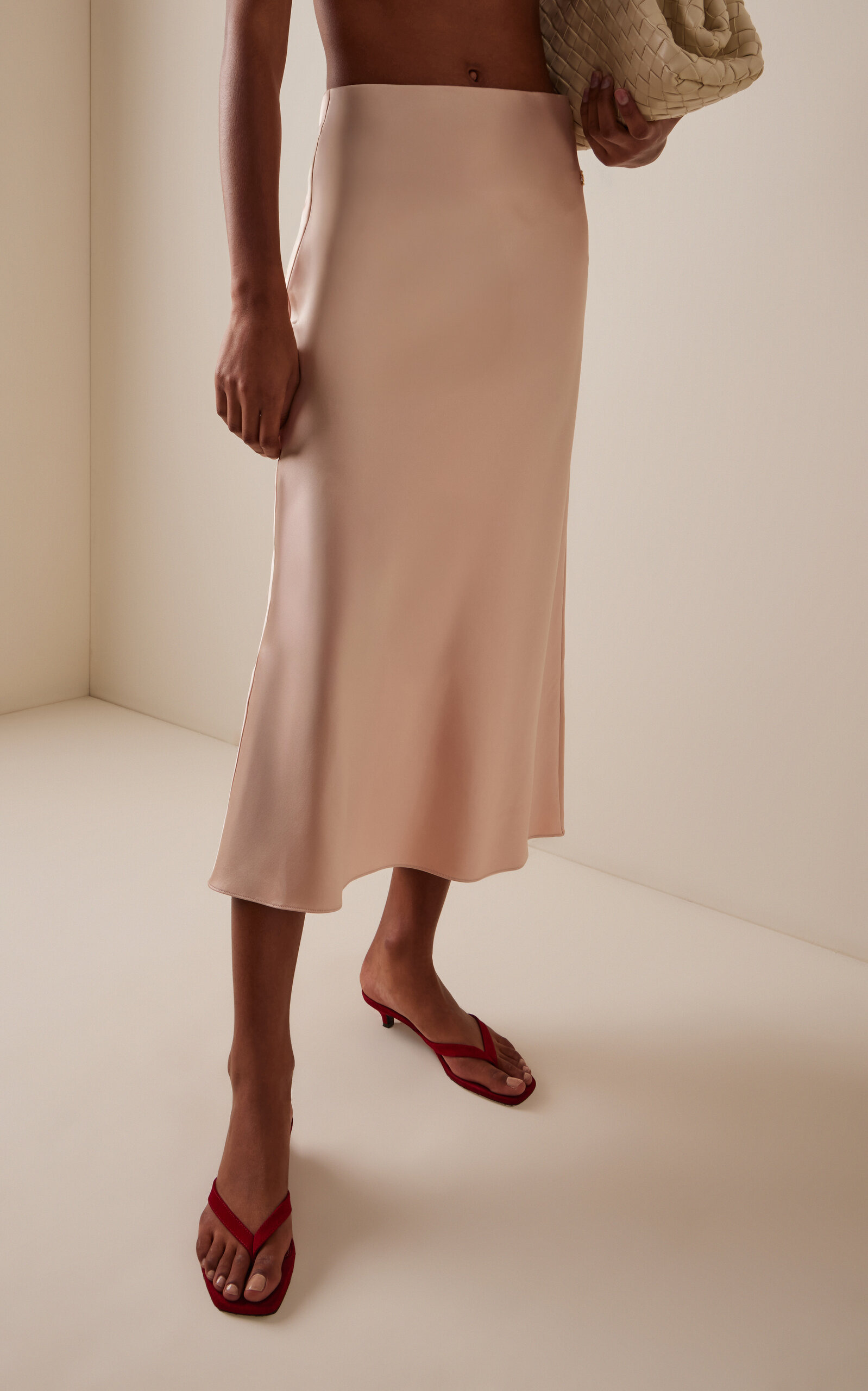 Camila Stretch-Silk Midi Skirt pink - 3