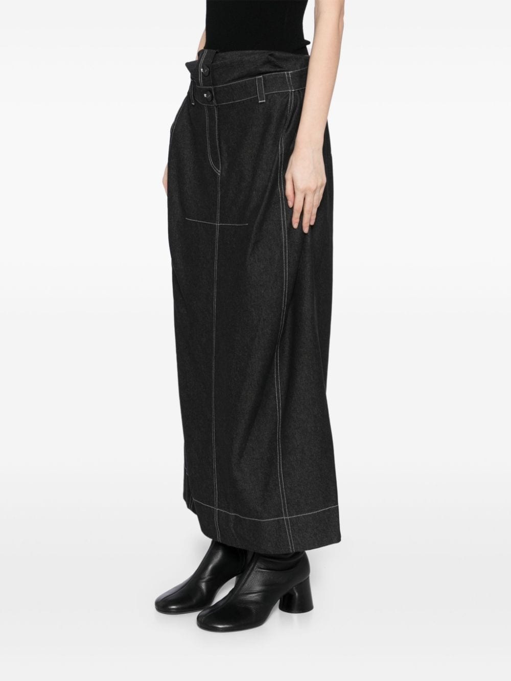 double waist maxi denim skirt - 3