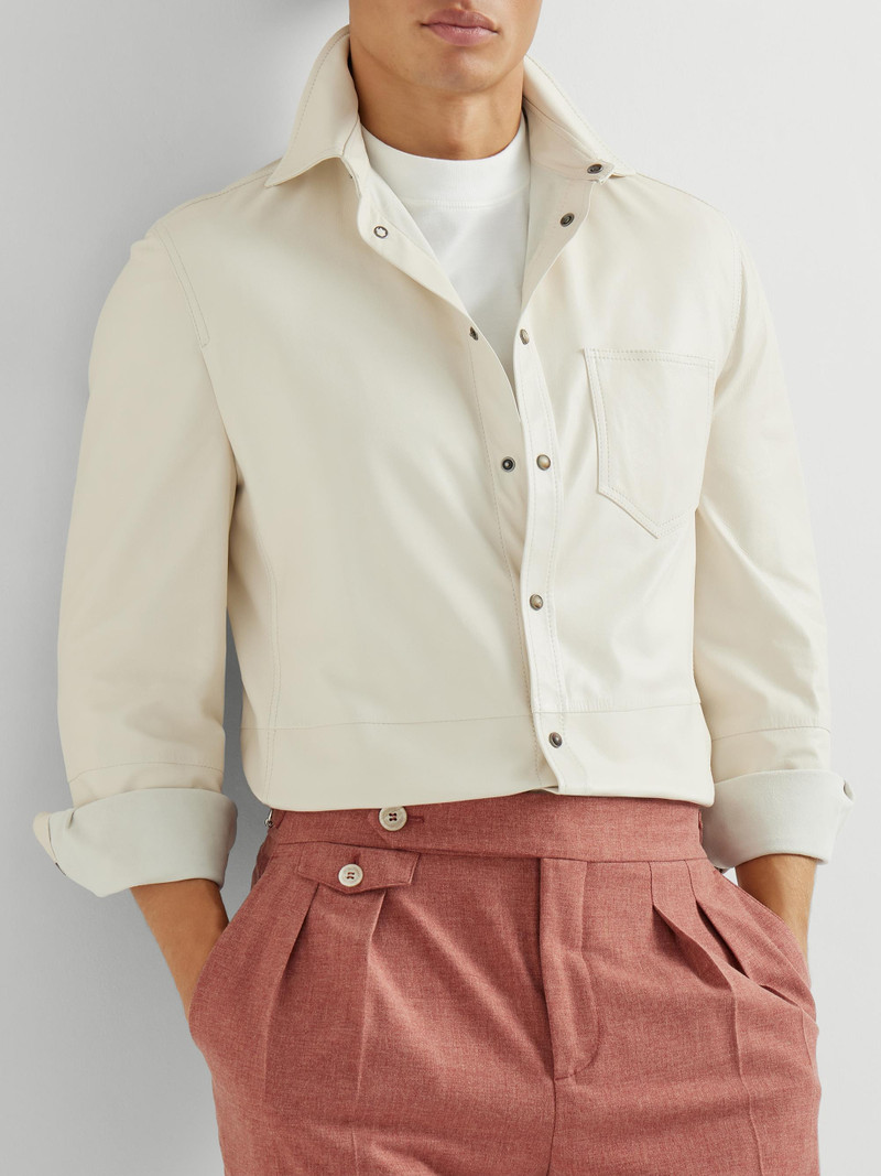 Men's Calfskin Overshirt - Ivory 5