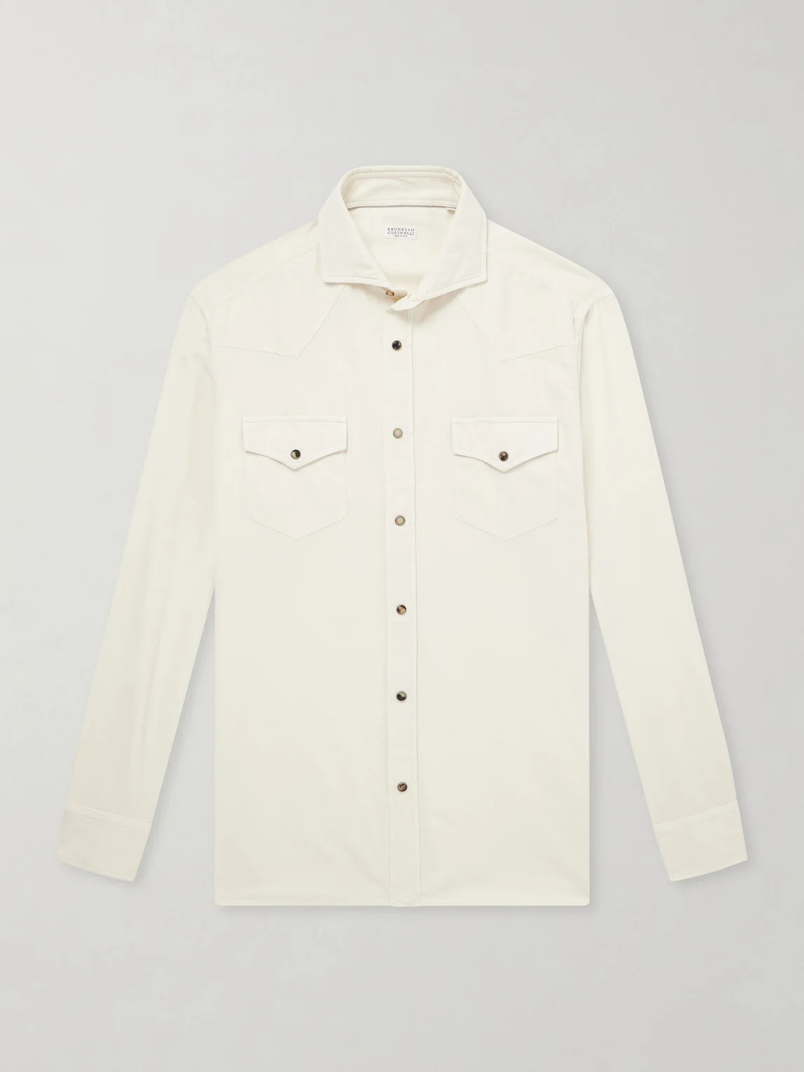 Cutaway-Collar Cotton-Corduroy Western Shirt - 1