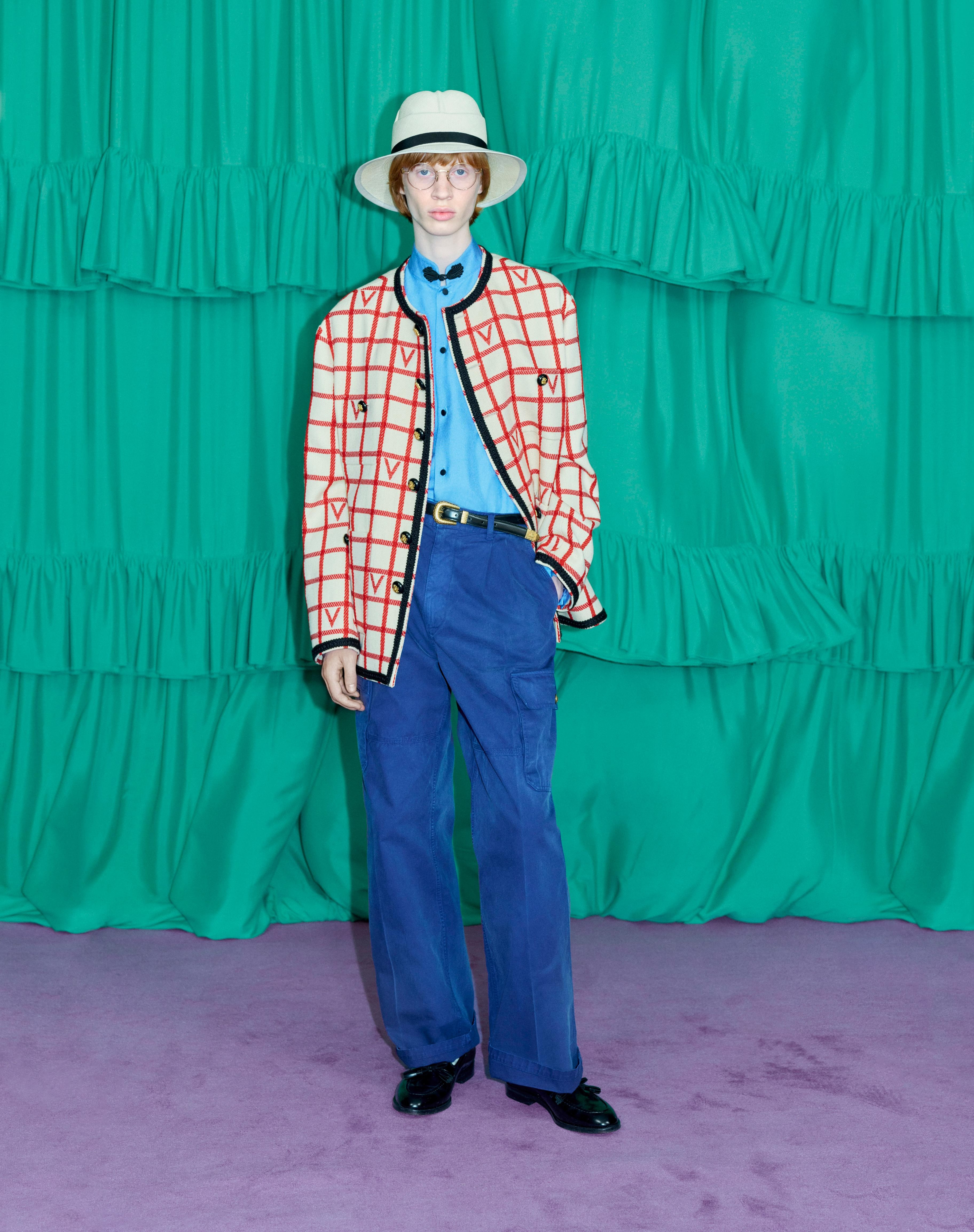 WOOL BLEND JACKET WITH V CHECK PATTERN - 8