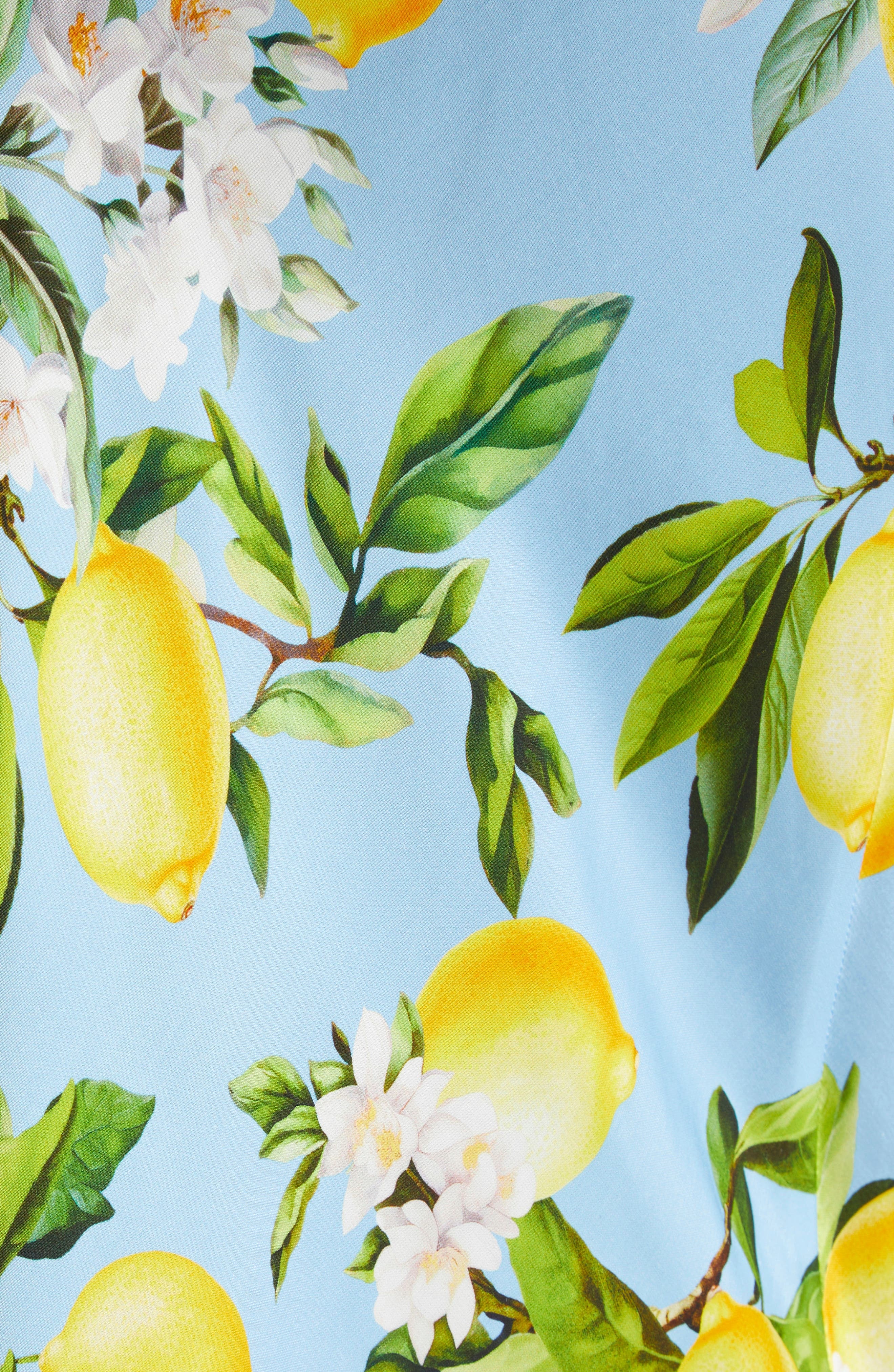 L'AGENCE Akiya Lemon Print Satin Tank Dress in Sky Blue/Yellow Floral Lemon at Nordstrom - 6